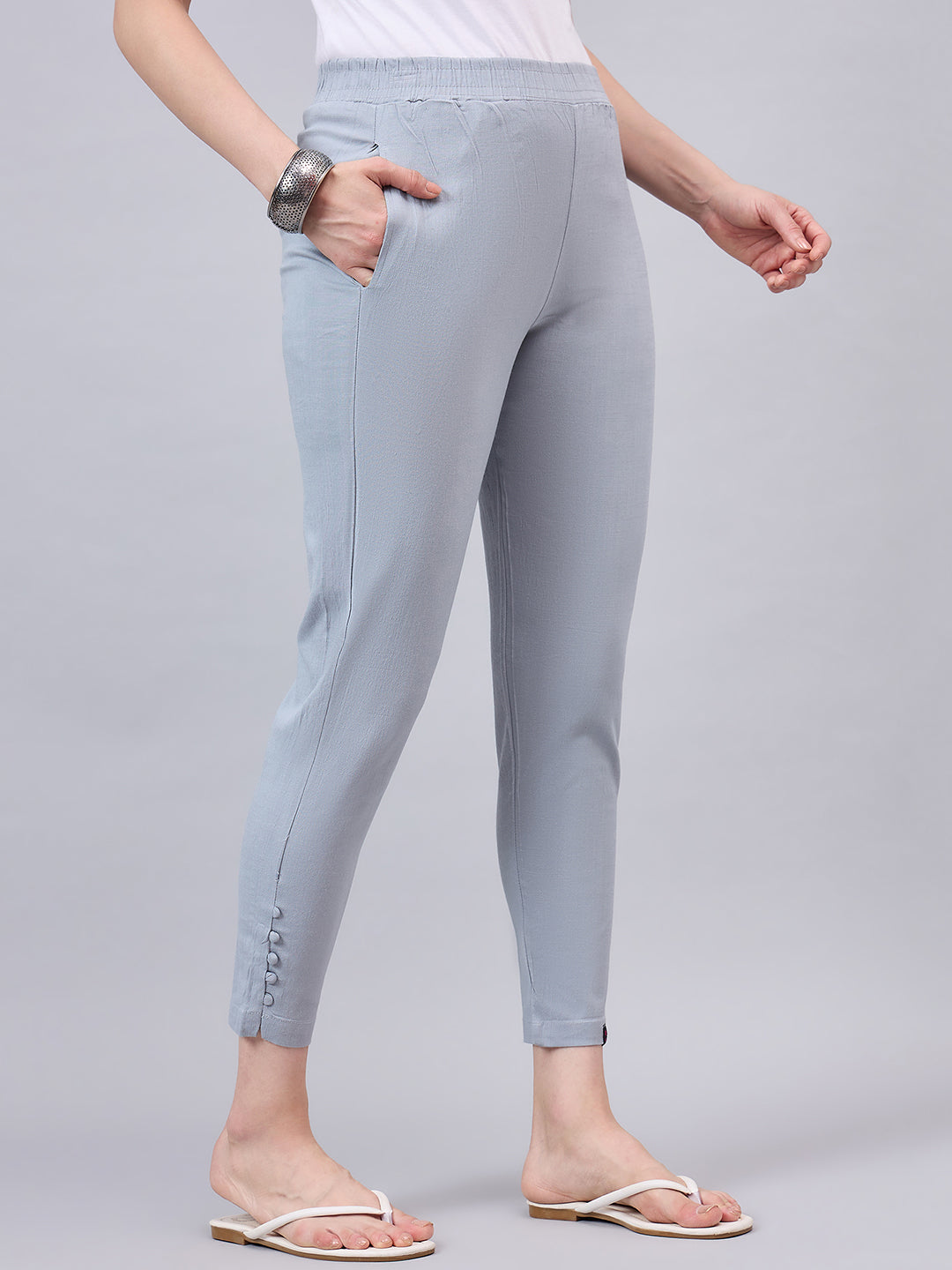 Baby Pink Regular Fit Potli Pants