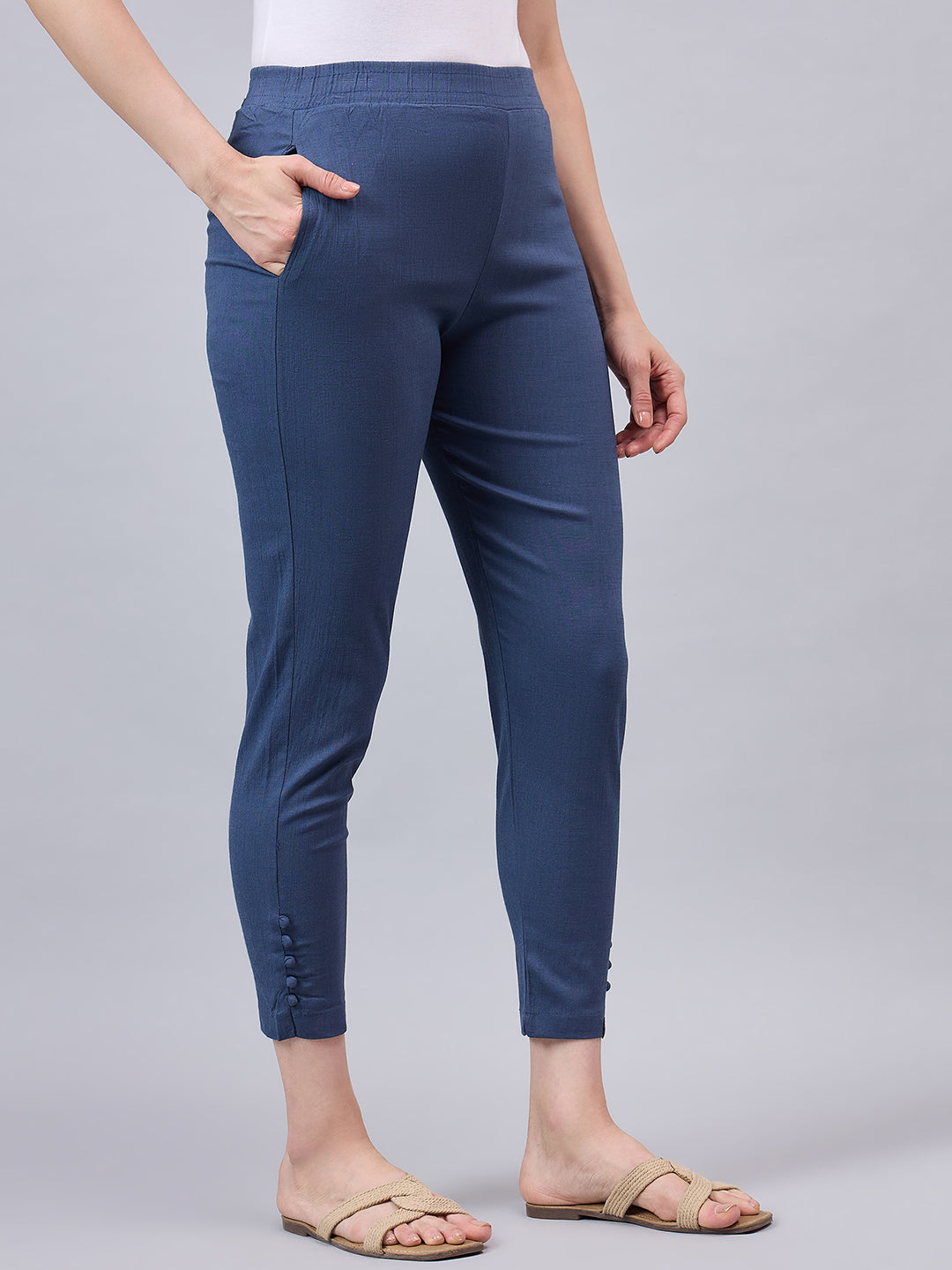 Grey Regular Fit Potli Pants