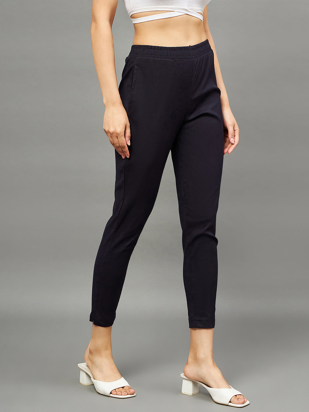 Black Colour Straight Pant