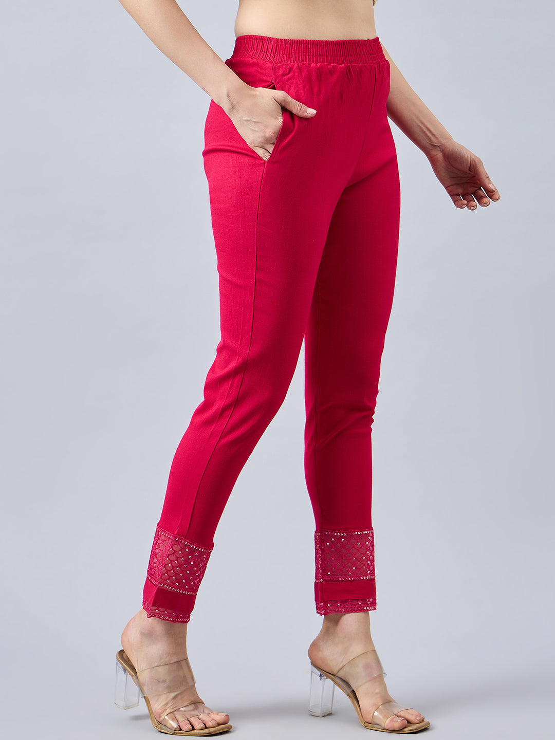 Pink Sequin Lace Pants L Rani pink