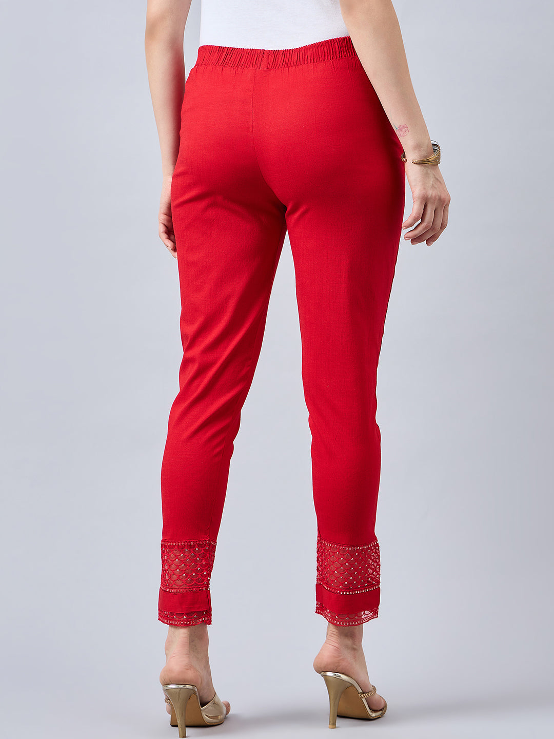 Red Sequin Lace Pants