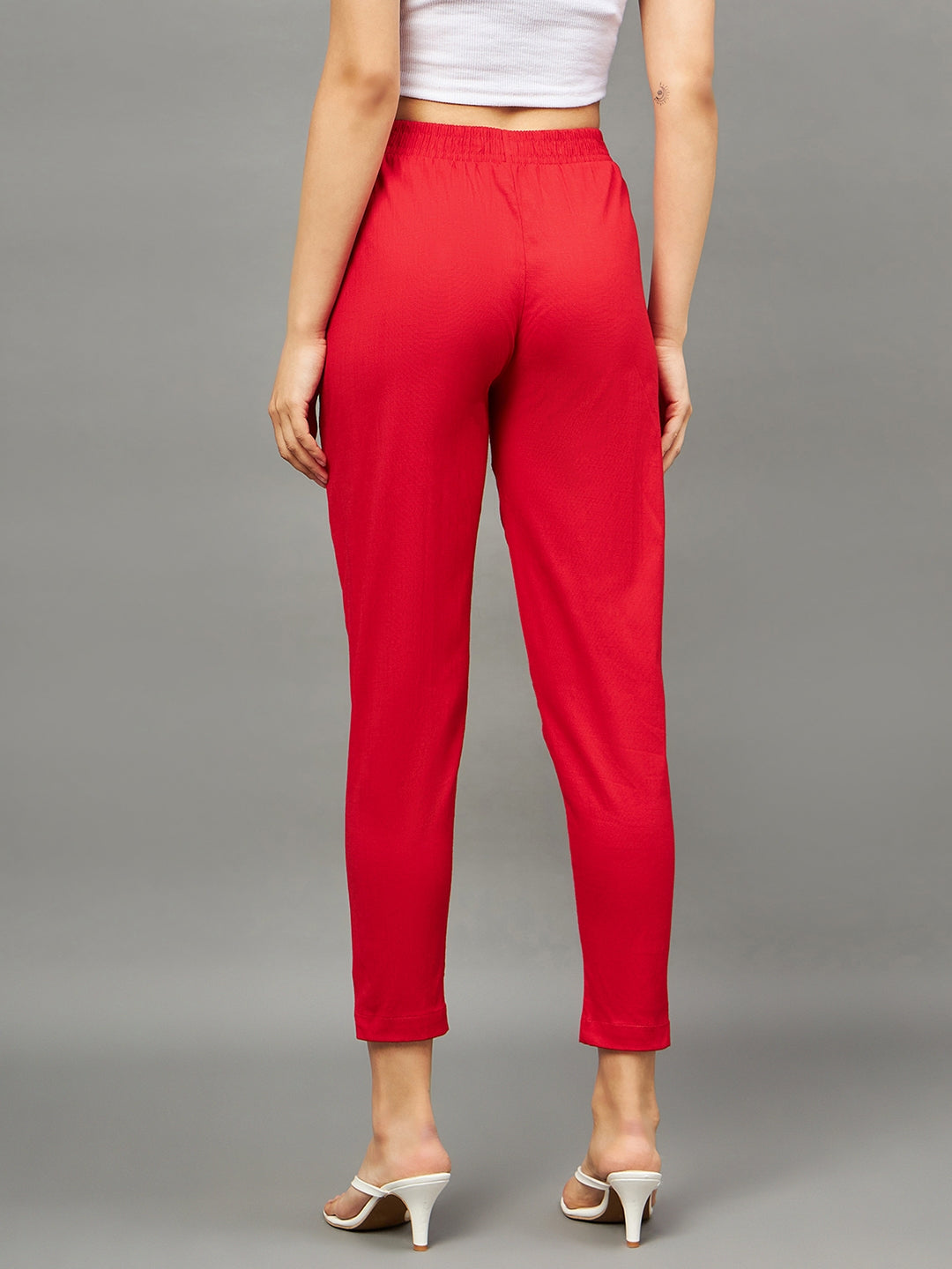 Red Colour Straight Pant