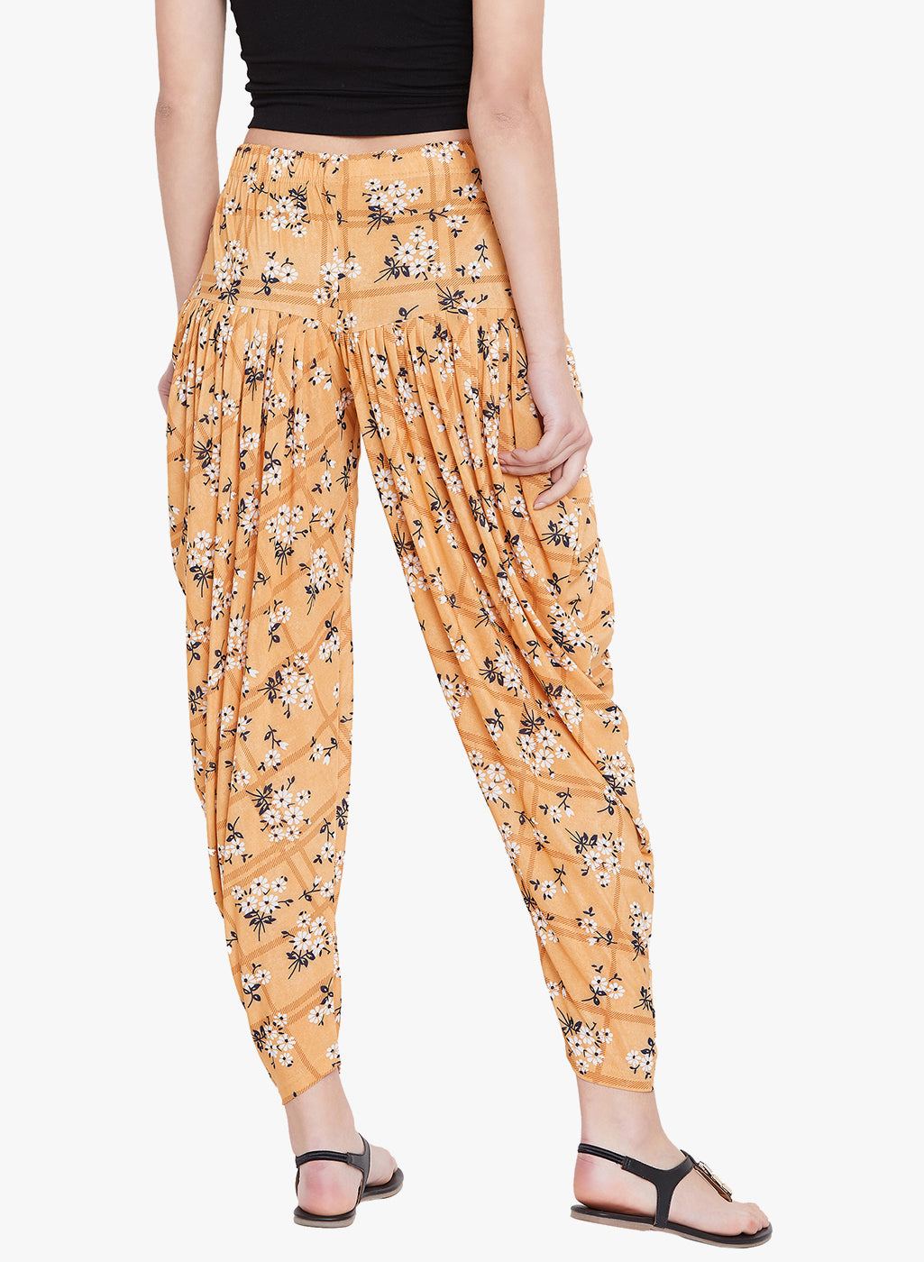 Peach Floral Printed Dhoti