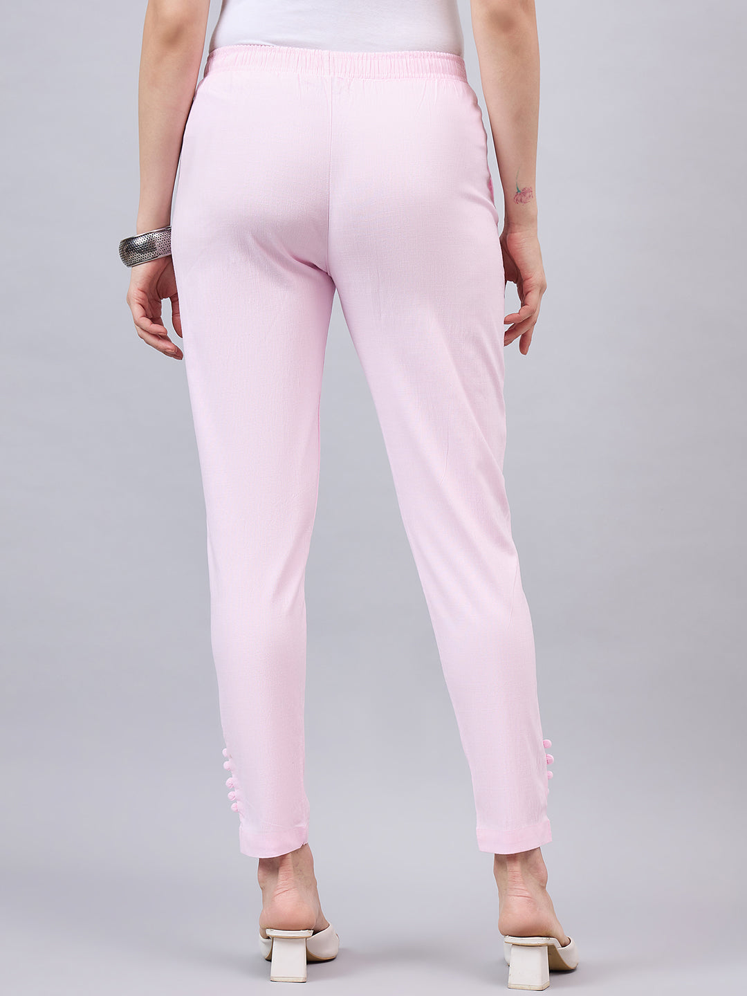 Baby Pink Regular Fit Potli Pants