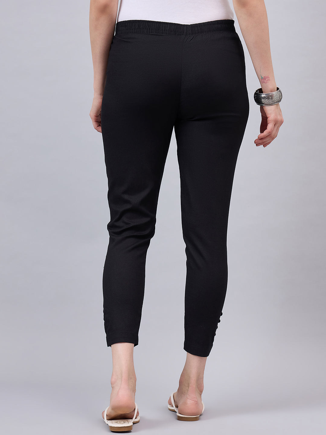 Black Regular Fit Potli Pants