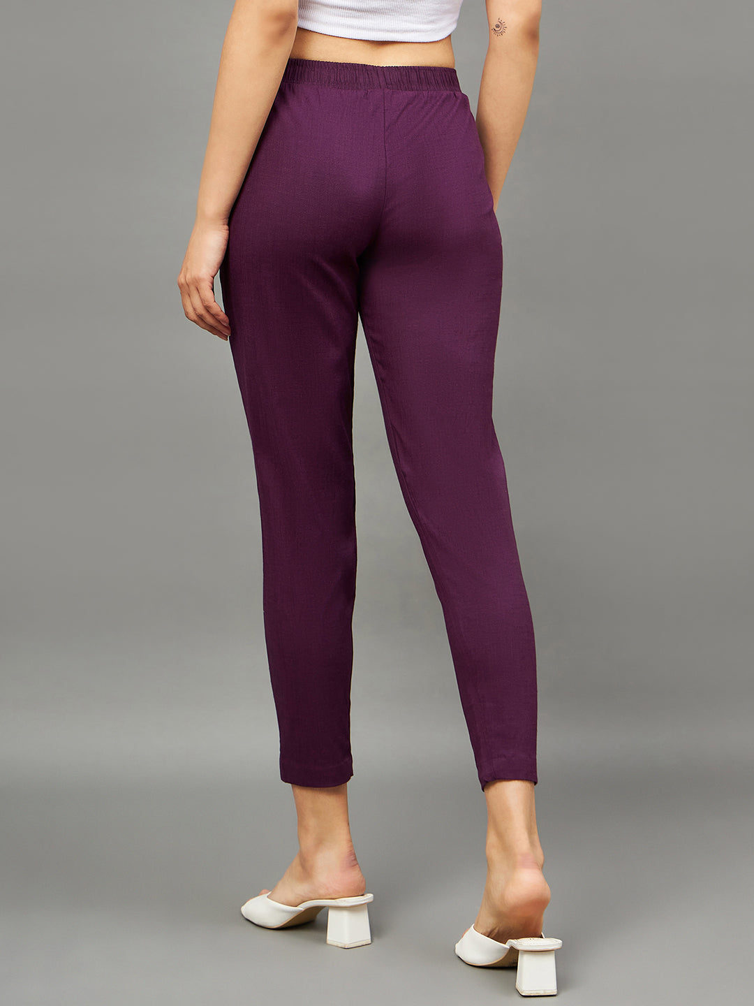 Purple Colour Straight Pant