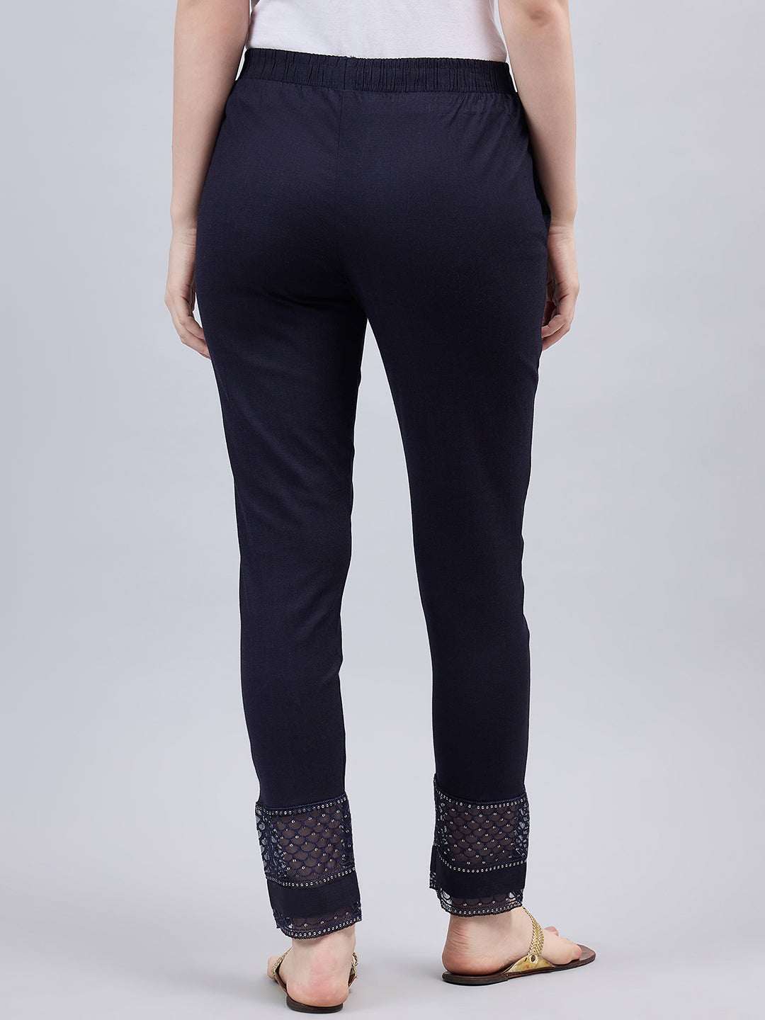 Navy Blue Sequin Lace Pants
