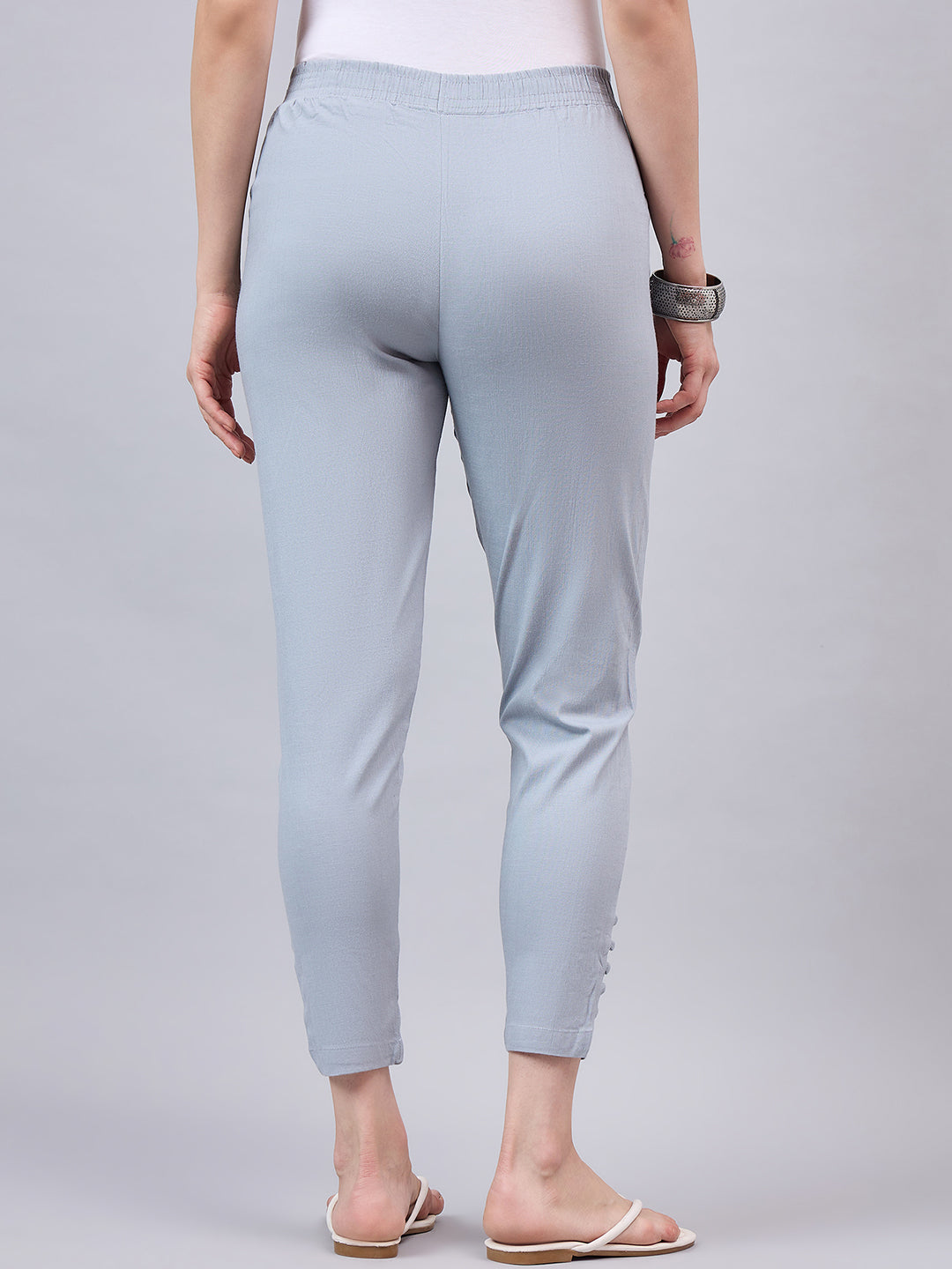 Light Grey Regular Fit Potli Pants