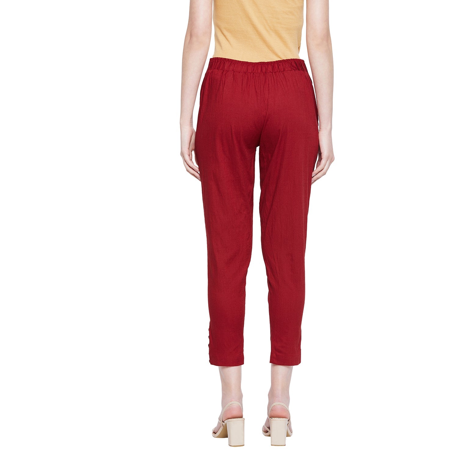 Maroon Button Pant