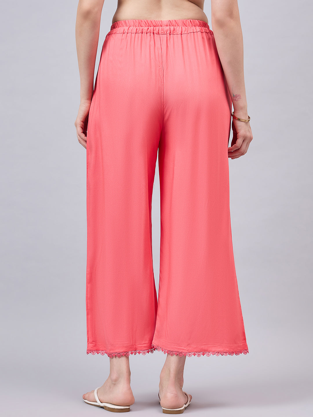 Peach Lace Palazzos