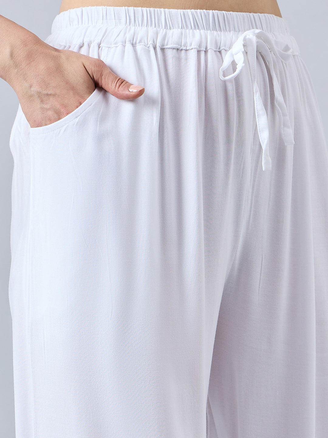 White Embellished Palazzo