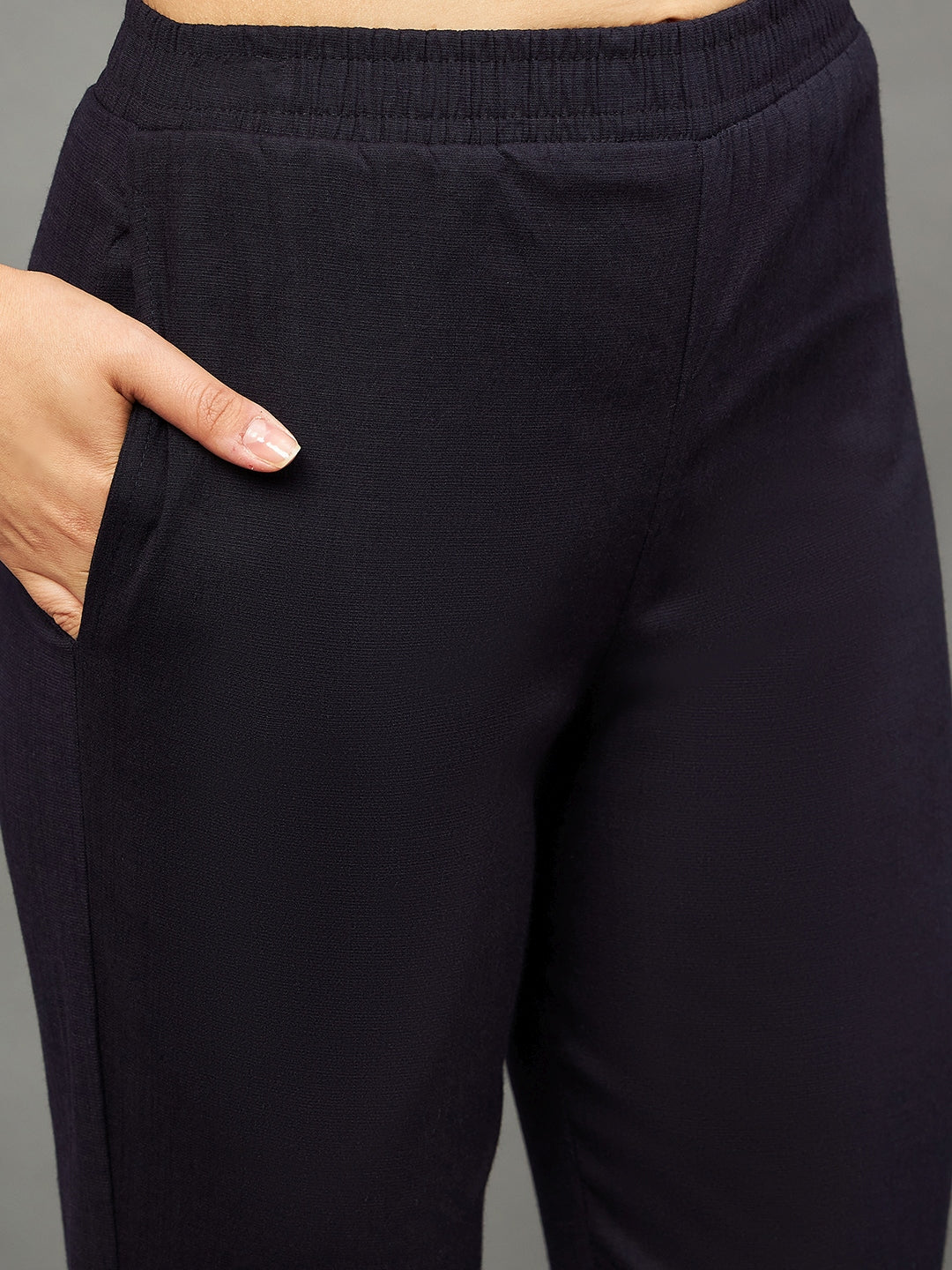 Navy Blue Colour Straight Pant