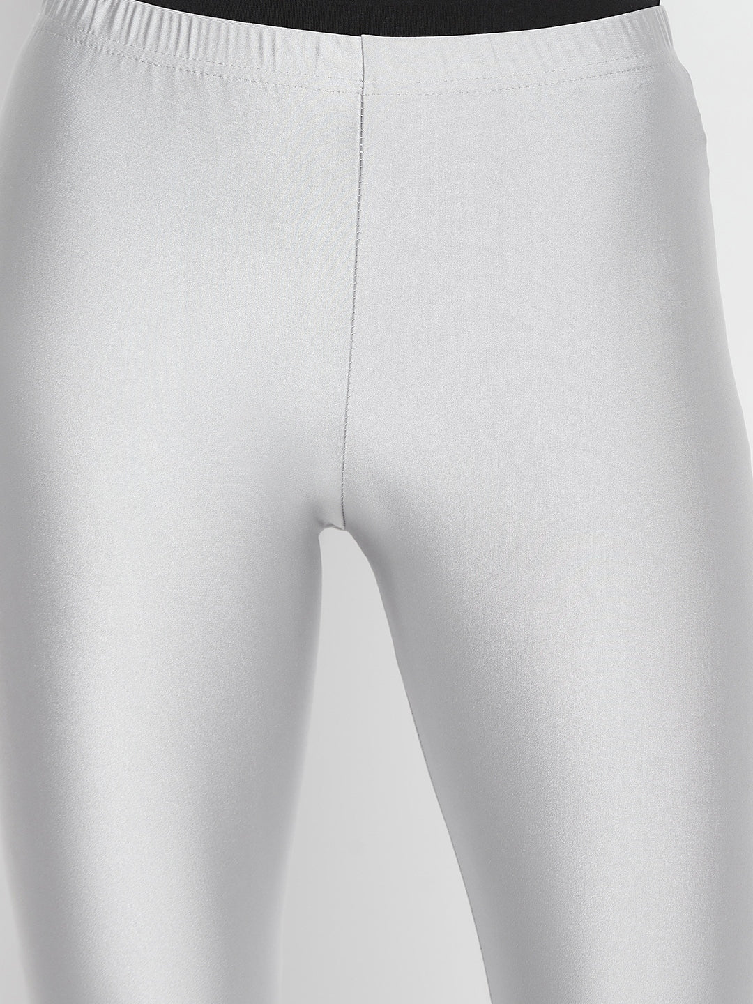 Cream Metallic Leggings - Ankle Length