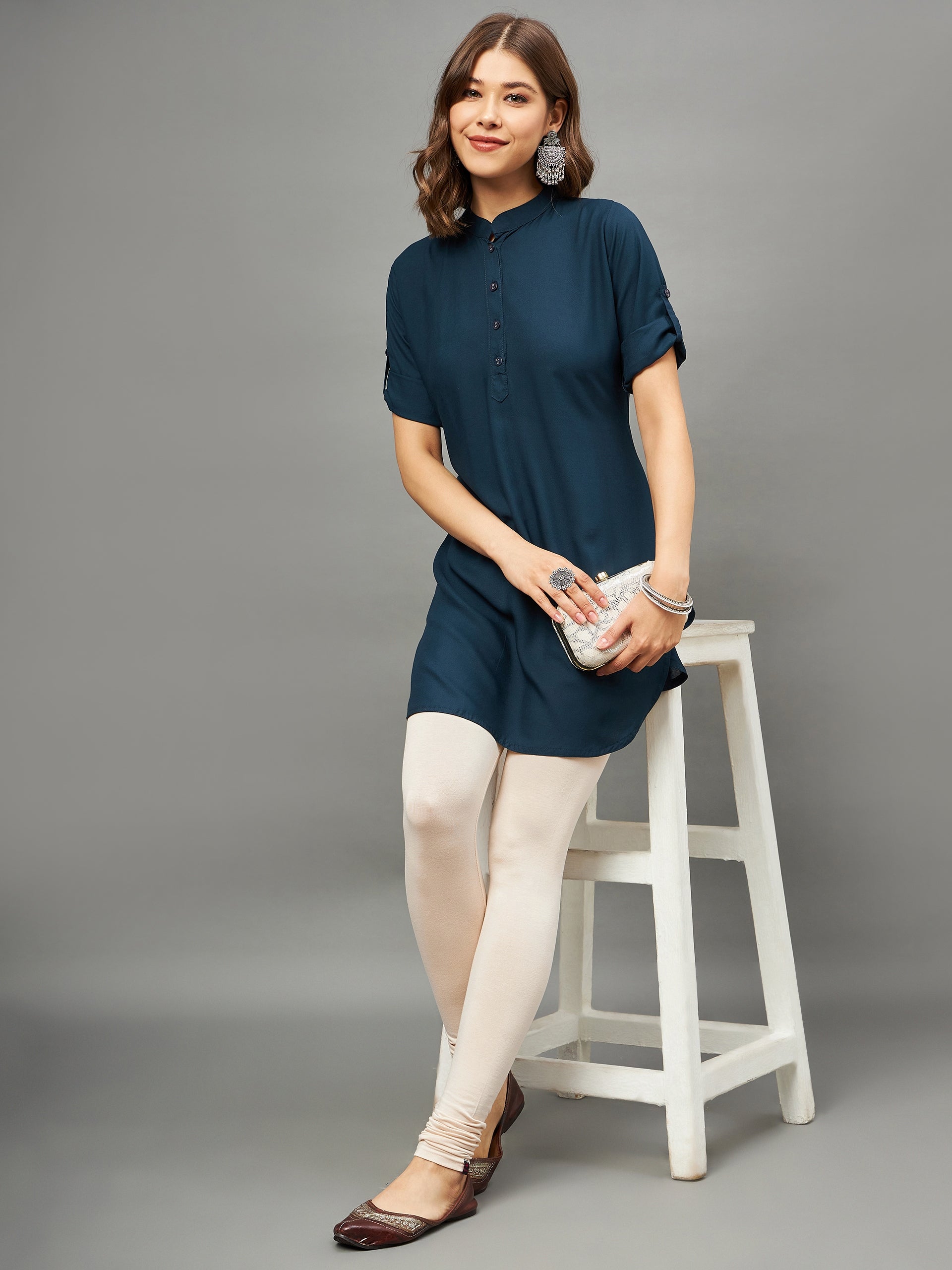 Off White Viscose Chudidar Leggings