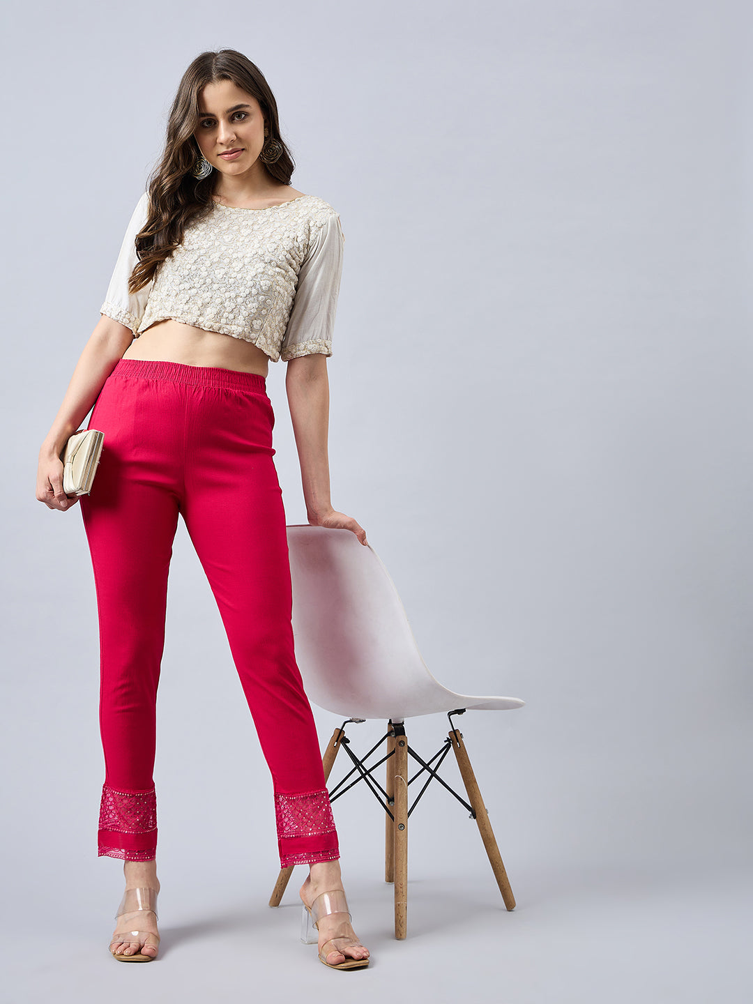 Pink Sequin Lace Pants 2XL Rani pink
