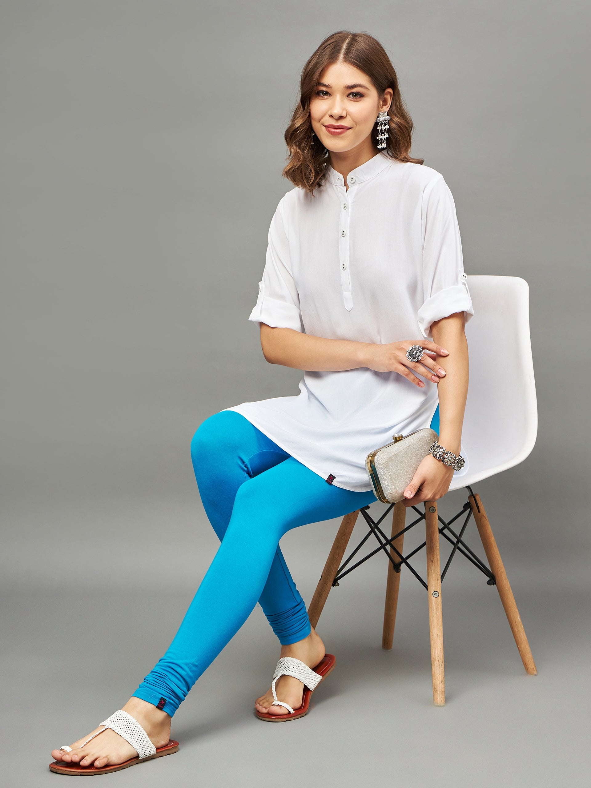 Sky Blue Viscose Chudidar Leggings