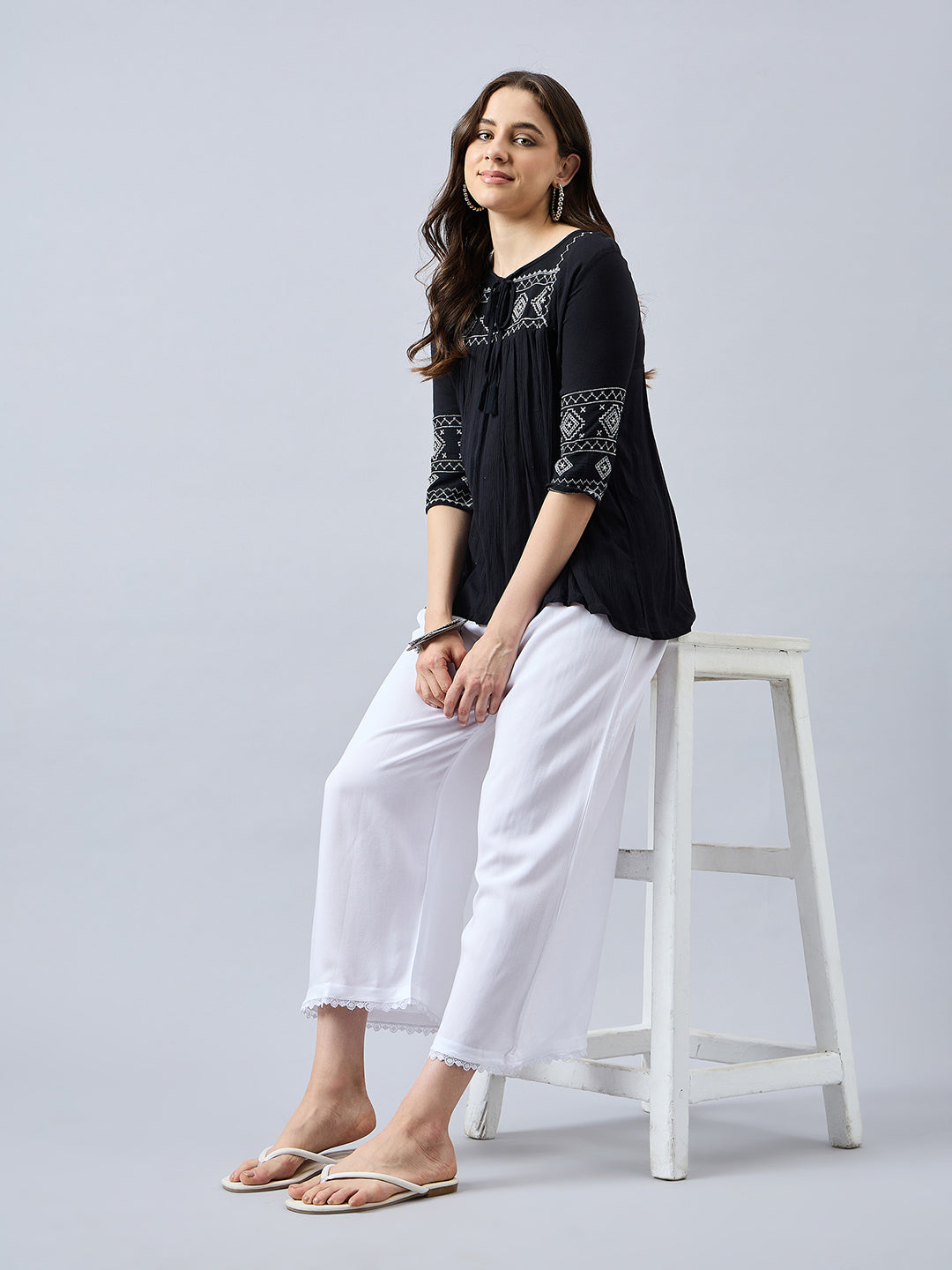 White Lace Palazzos