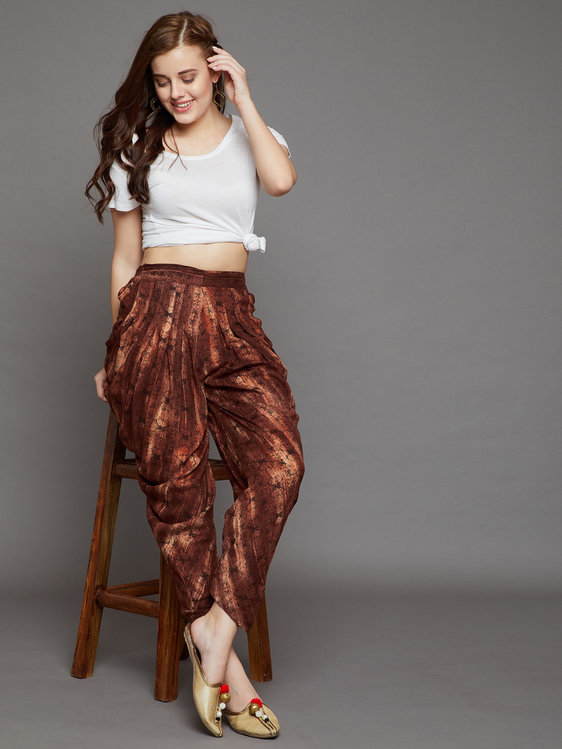 Brown Printed Dhoti
