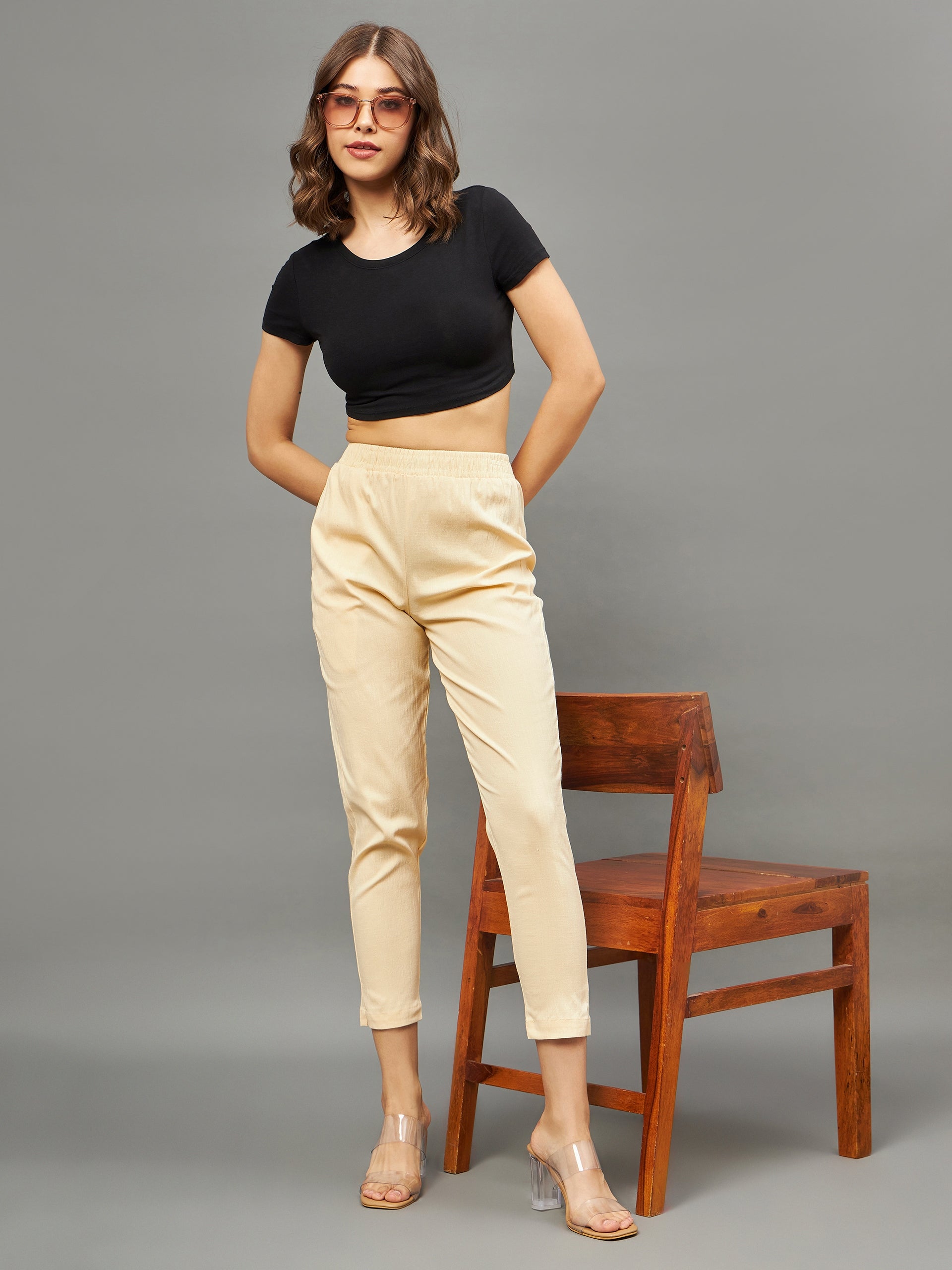 Skin Colour Straight Pant