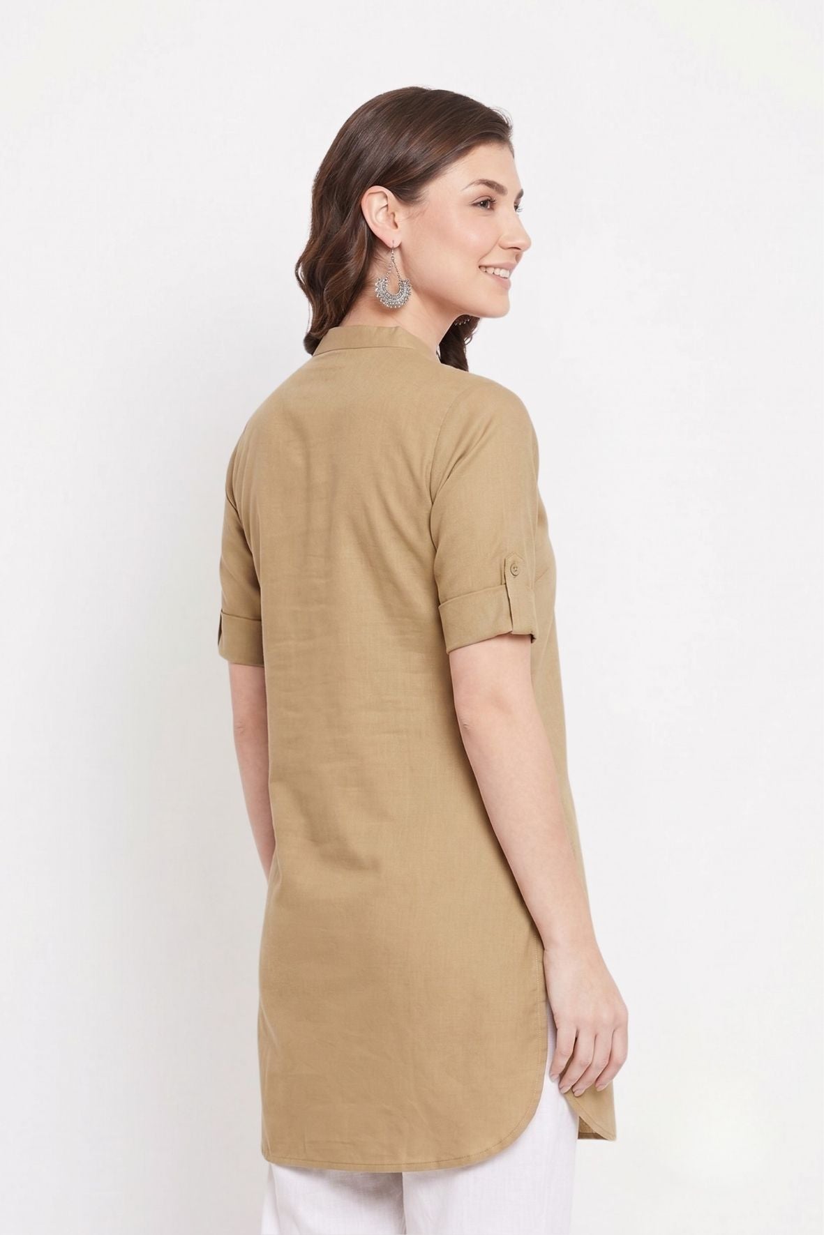 Beige Solid Color Kurti