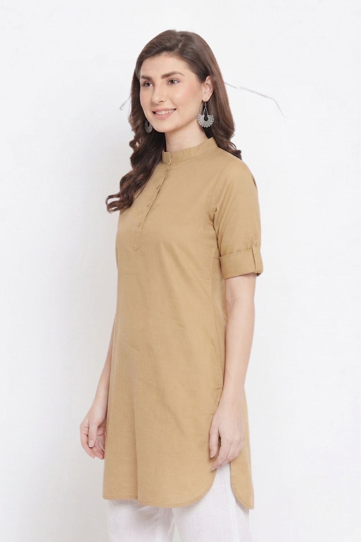 Beige Solid Color Kurti