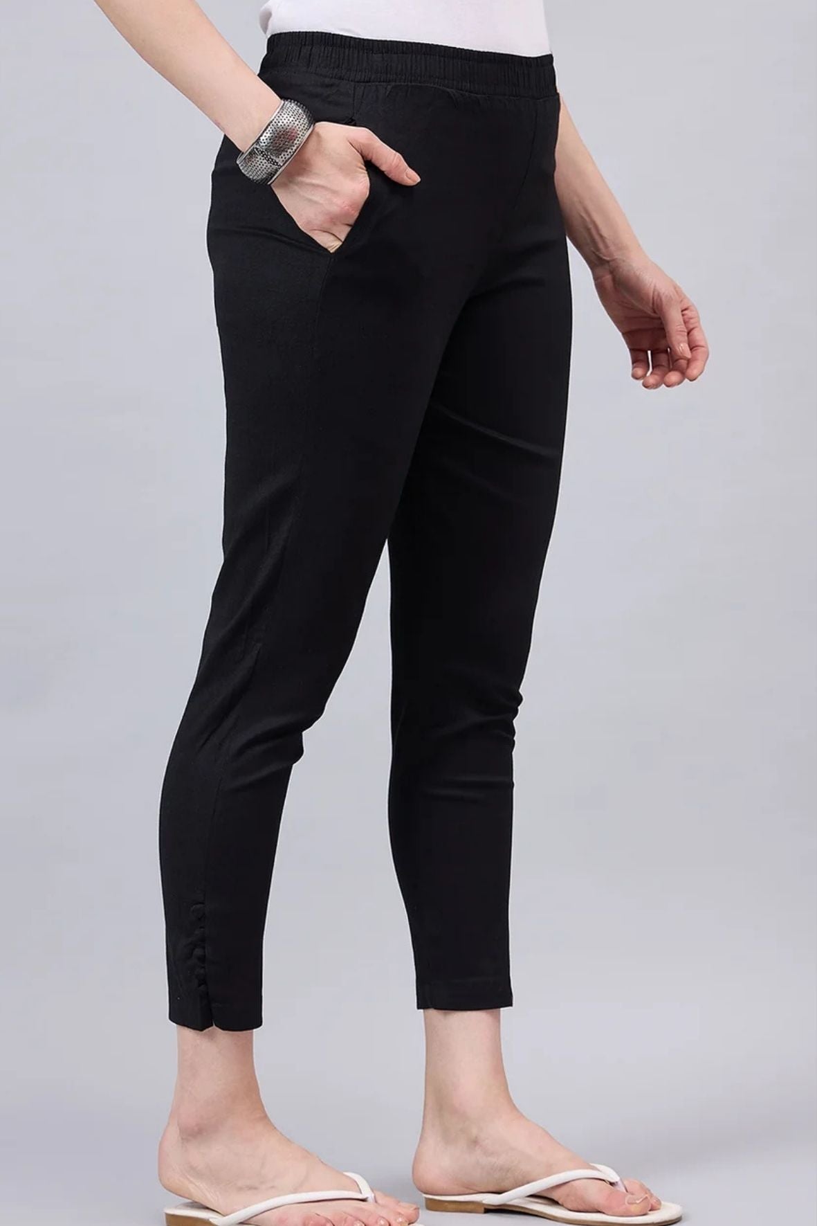 Black Regular Fit Potli Pants