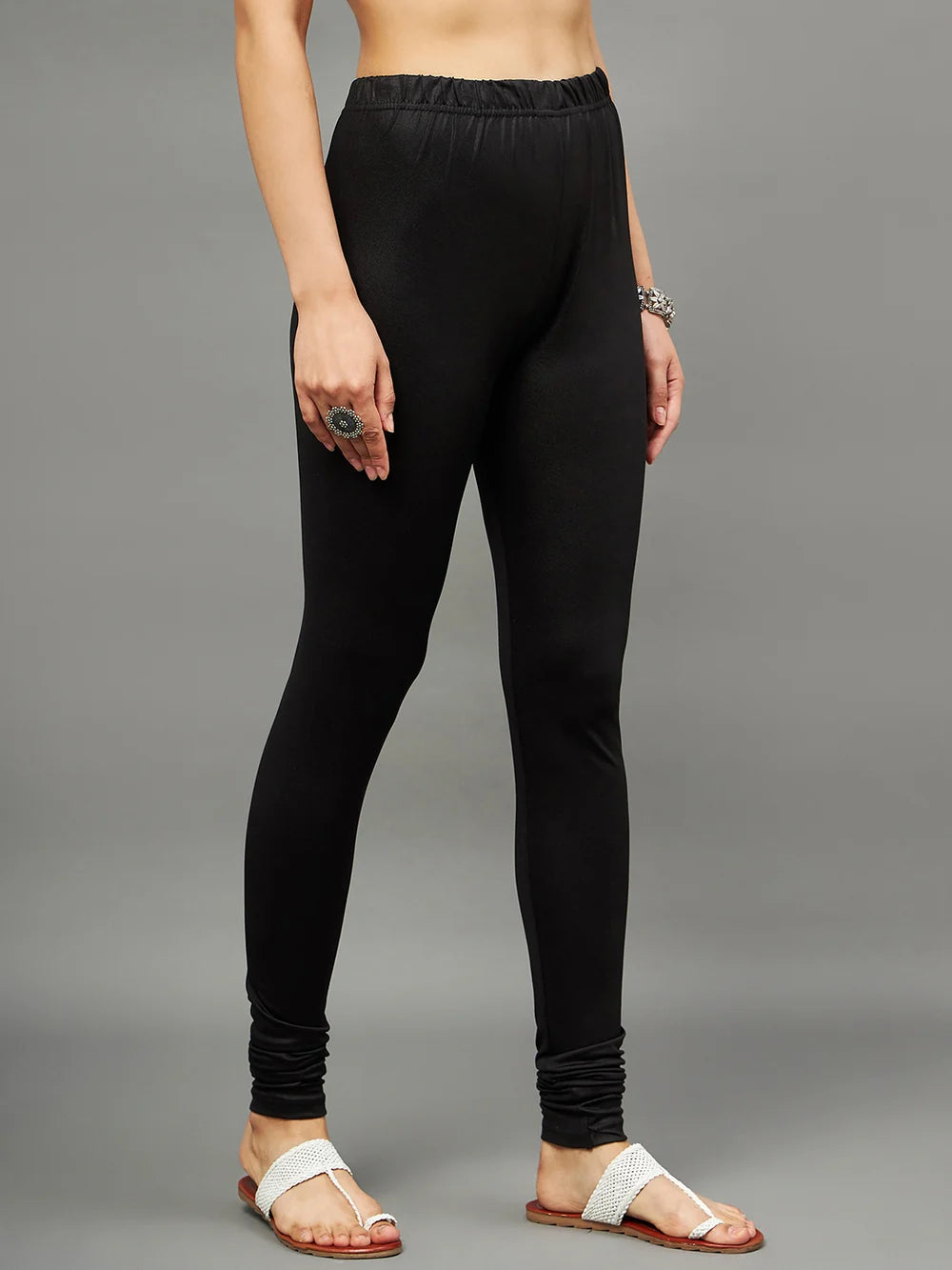 Black Shimmer Leggings - Chudi Length