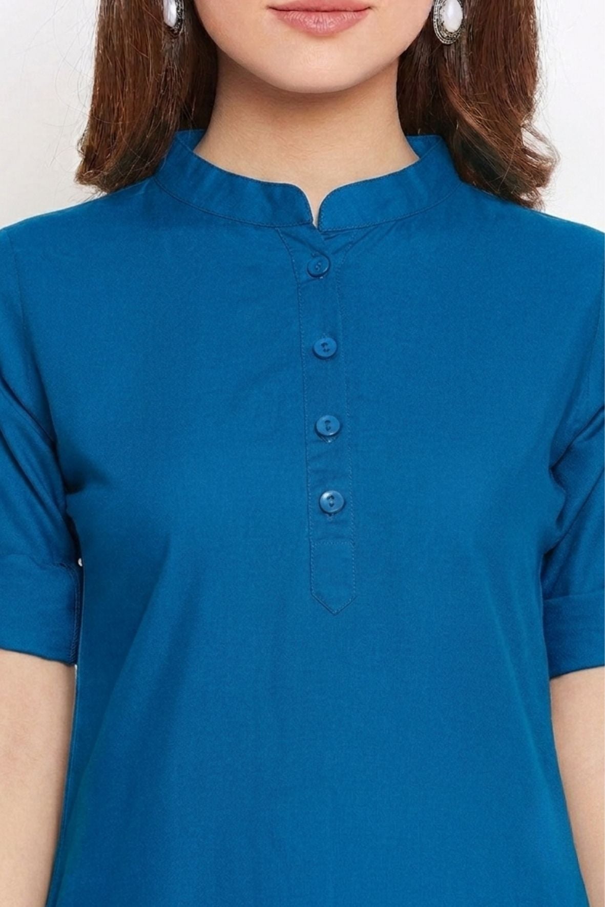 Blue Solid Color Kurti