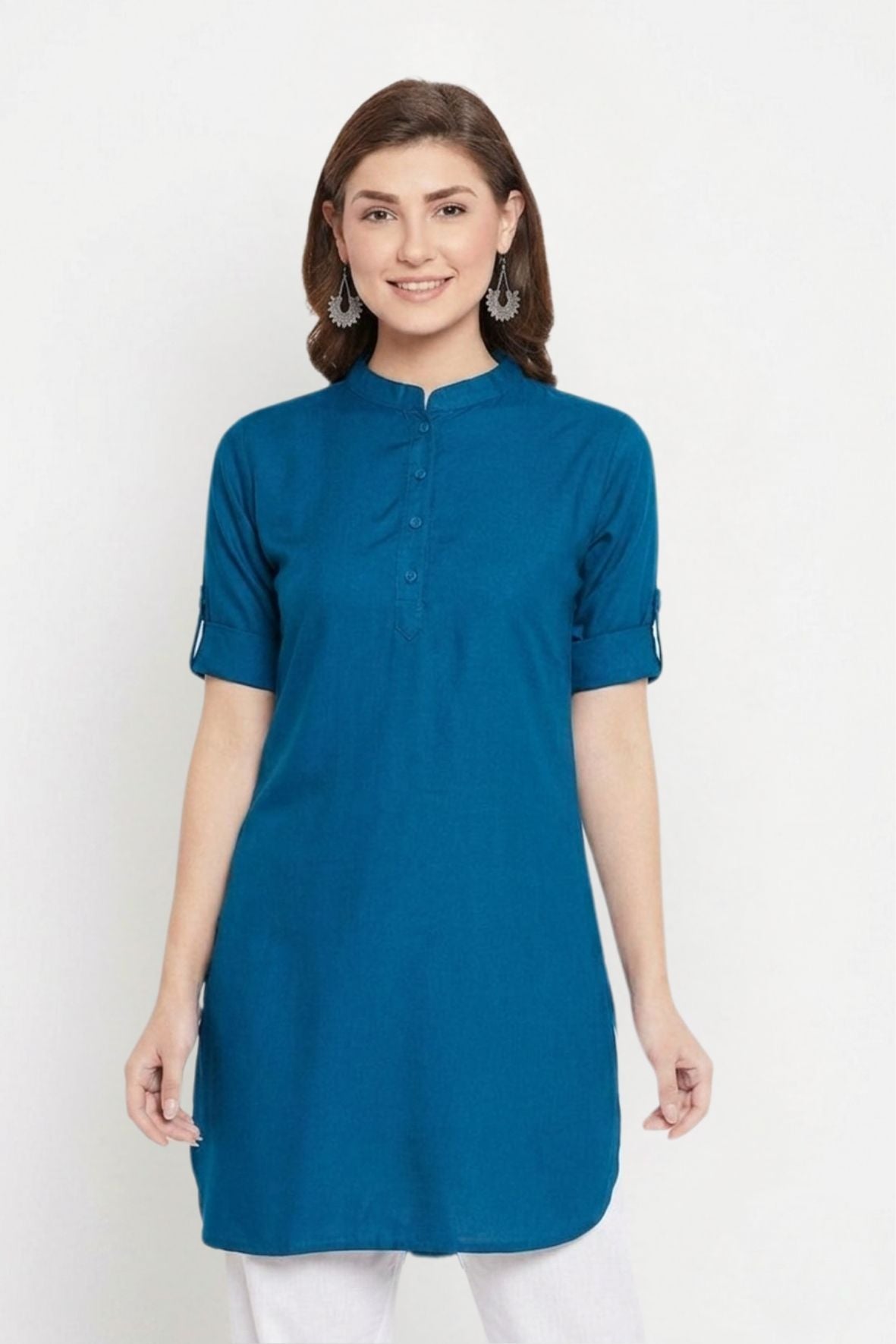White Solid Color Kurti