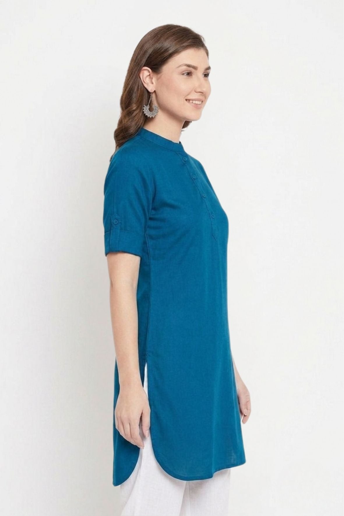 Blue Solid Color Kurti