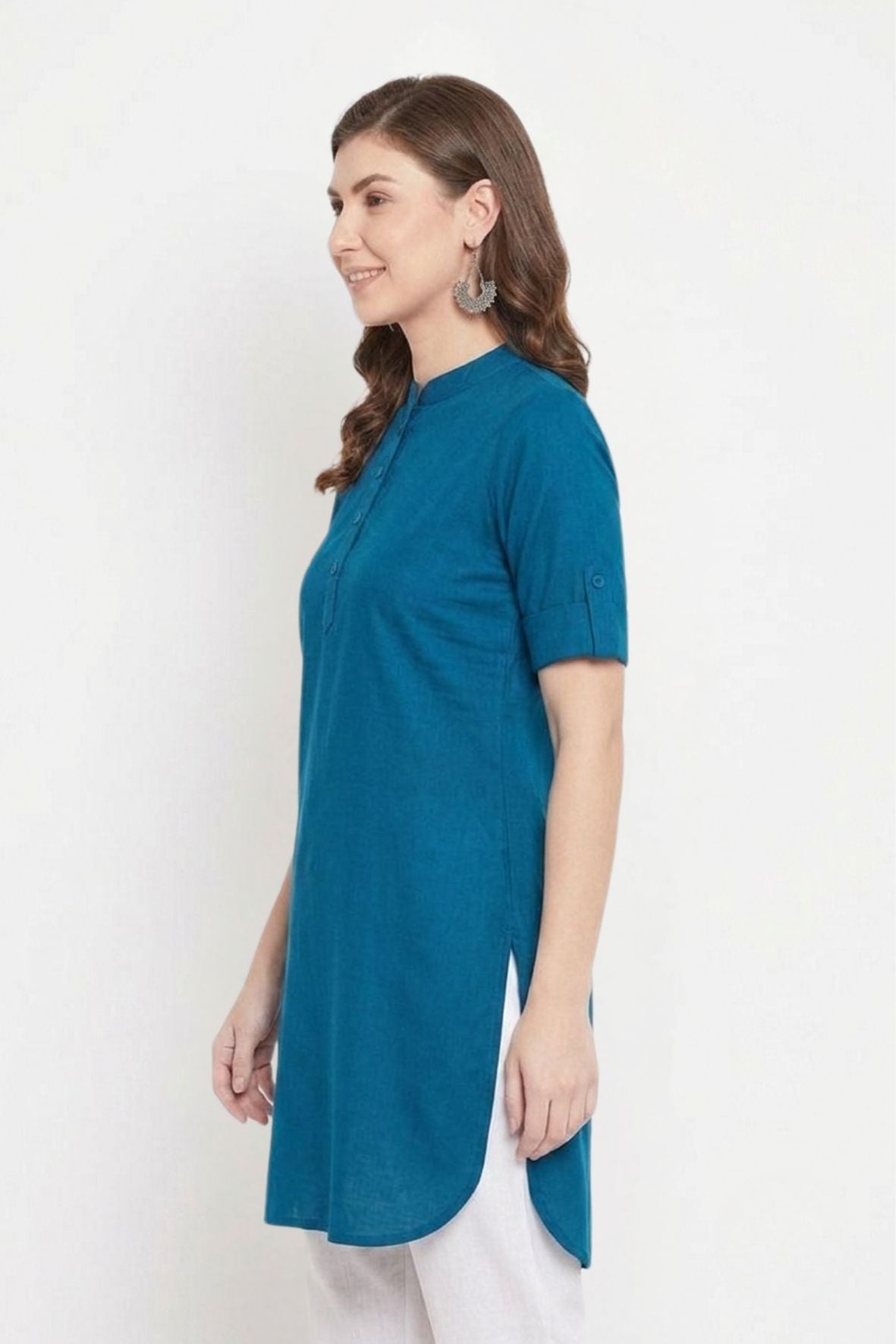 Blue Solid Color Kurti