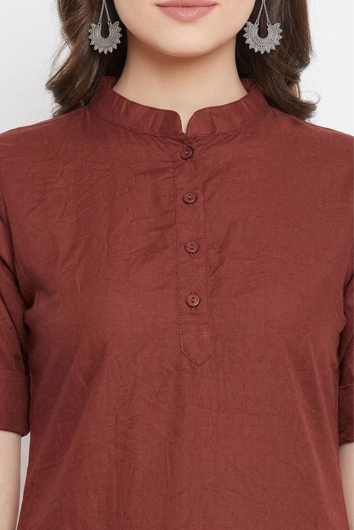 Brown Solid Color Kurti