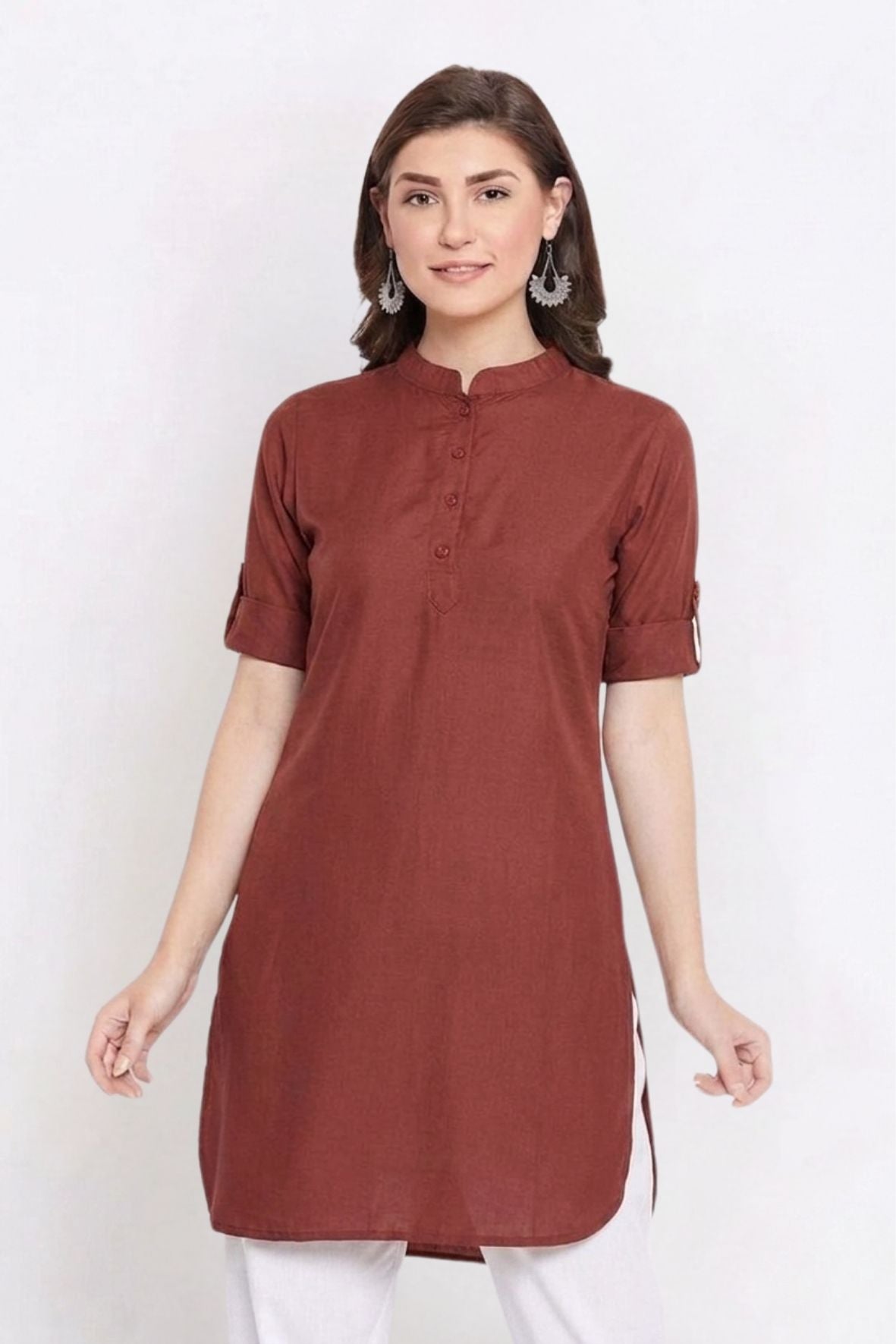 Brown Solid Color Kurti