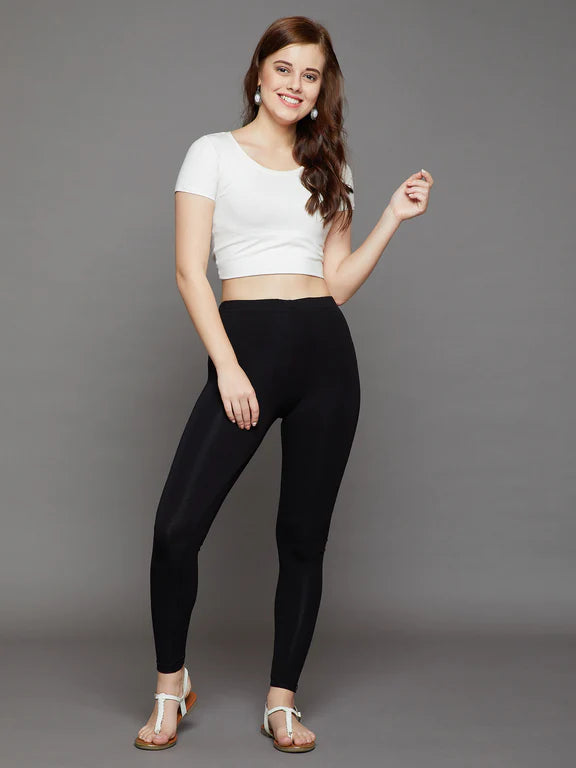 Navy Blue Viscose Ankle Legging