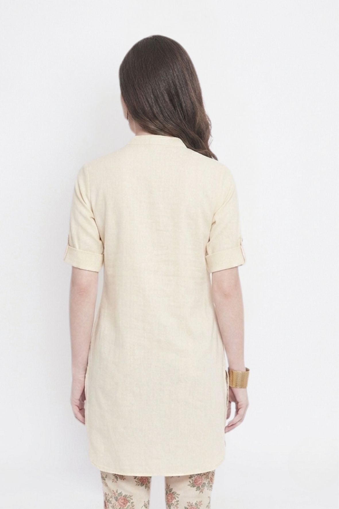 Cream Solid Color Kurti
