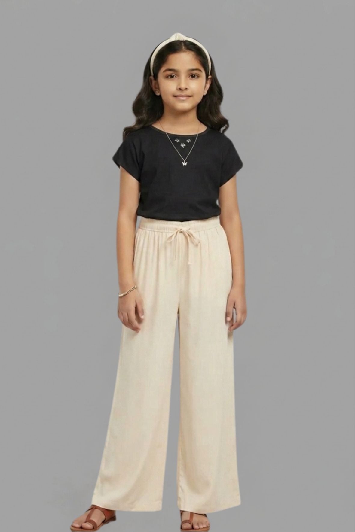 Kids Cream Rayon Palazzo