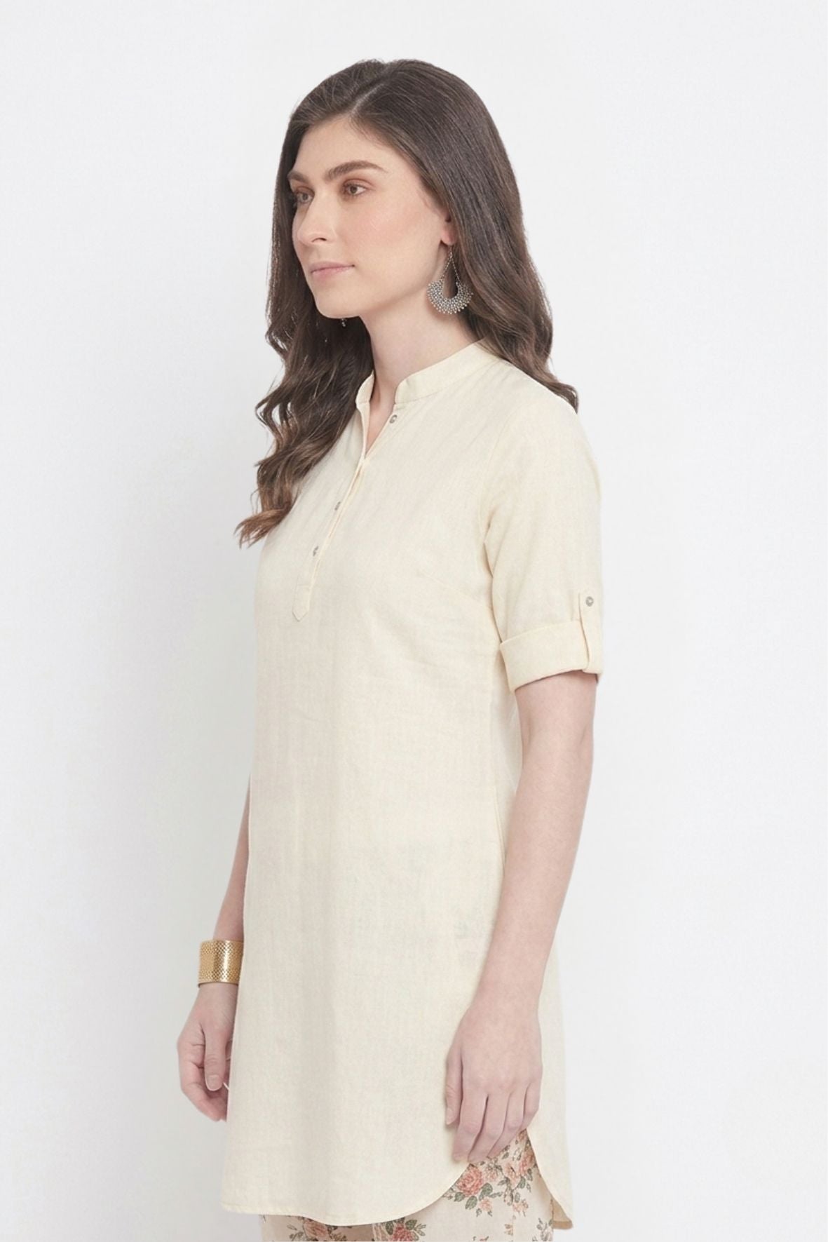 Cream Solid Color Kurti