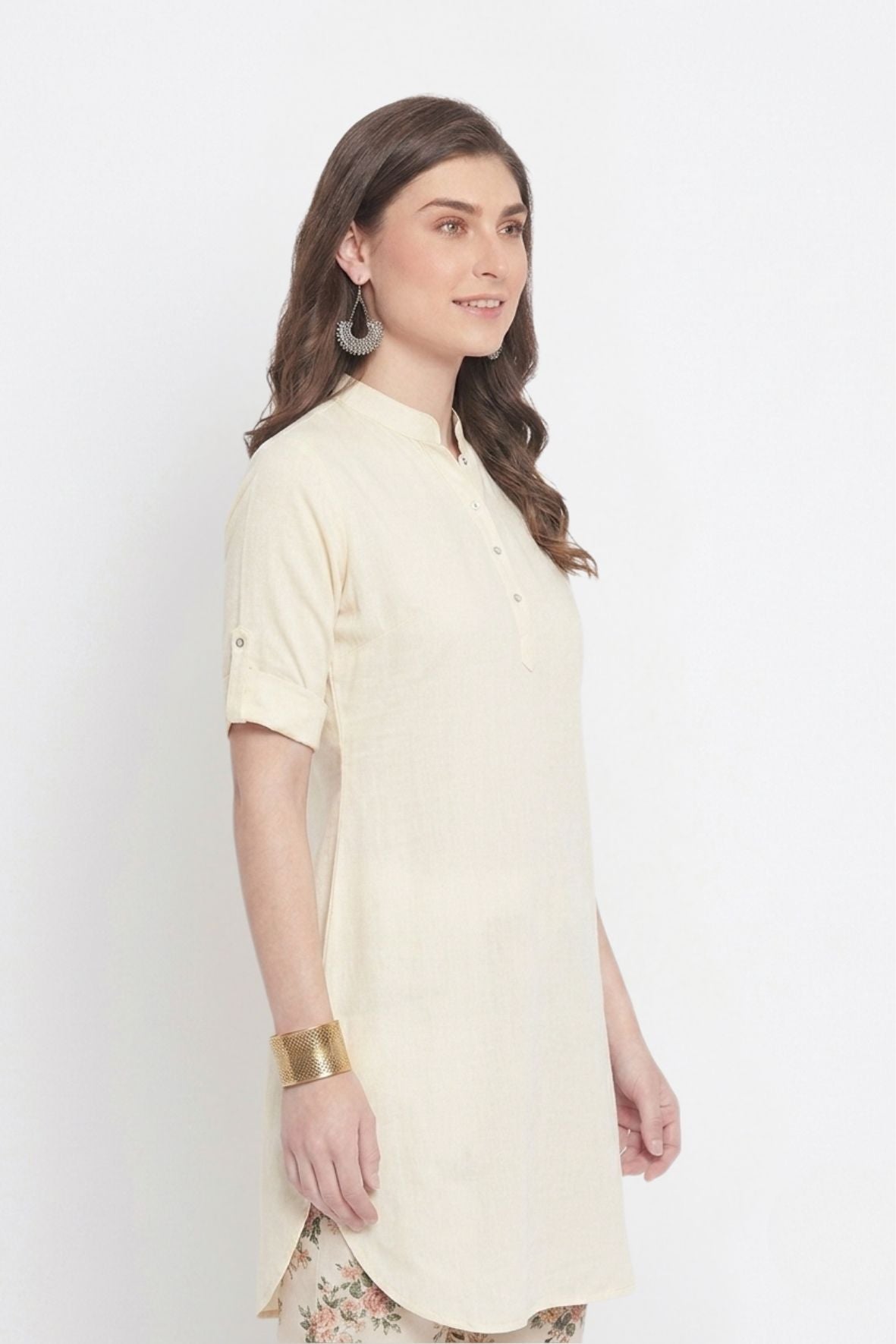 Cream Solid Color Kurti