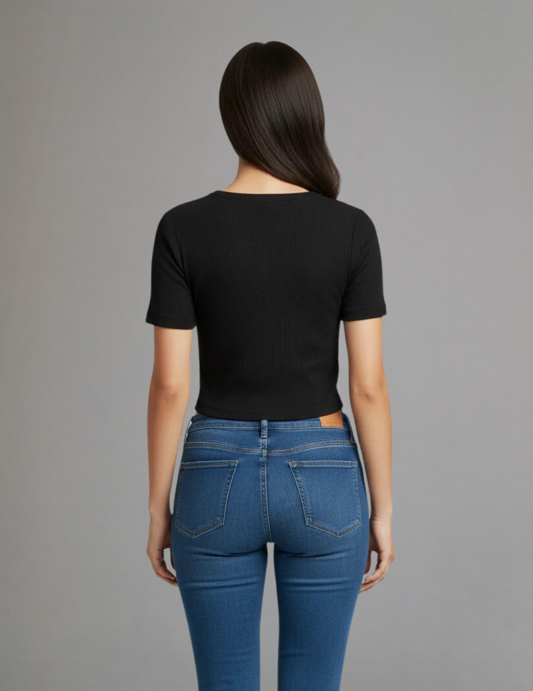 Black Fukuro Crop Top for Women