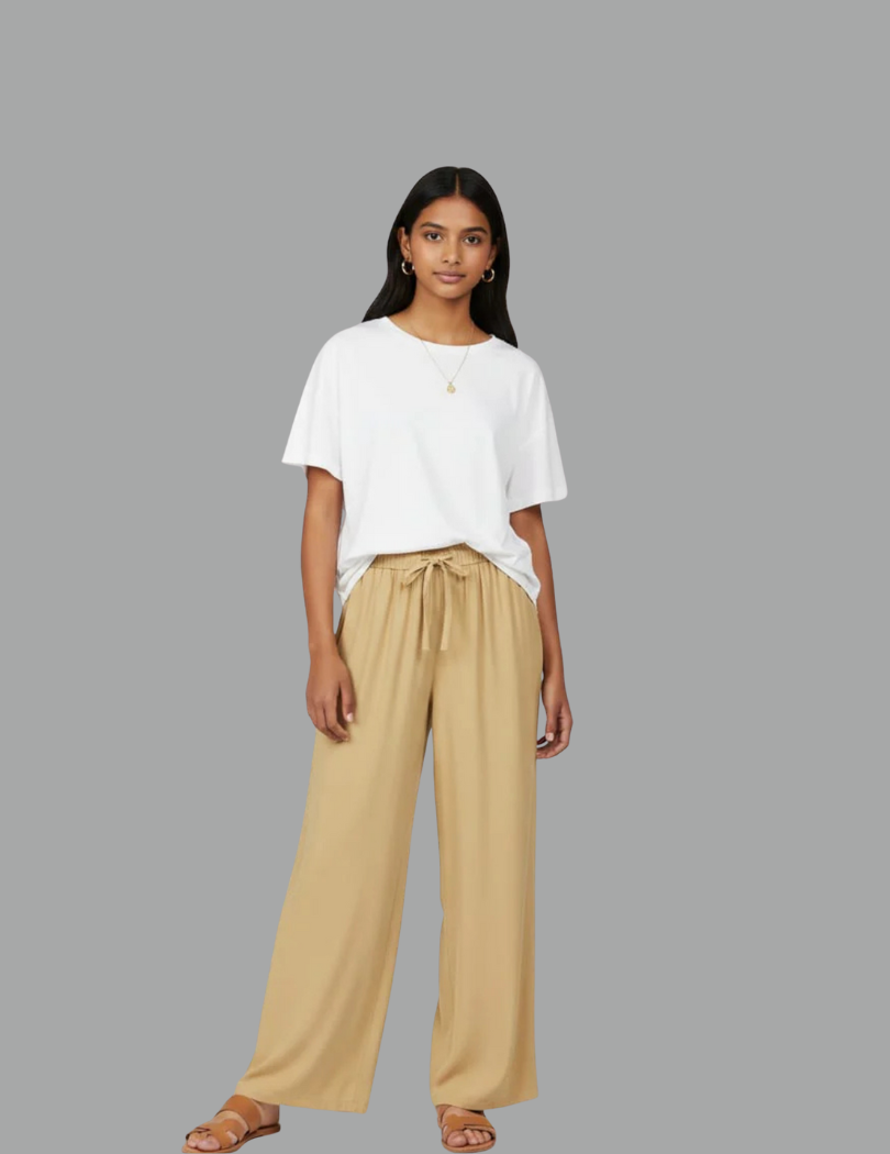 Kids Beige Rayon Palazzo