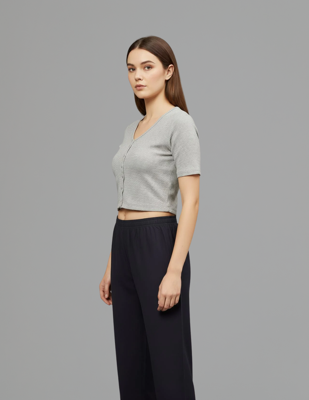 Light Grey Fukuro Crop Top for Women