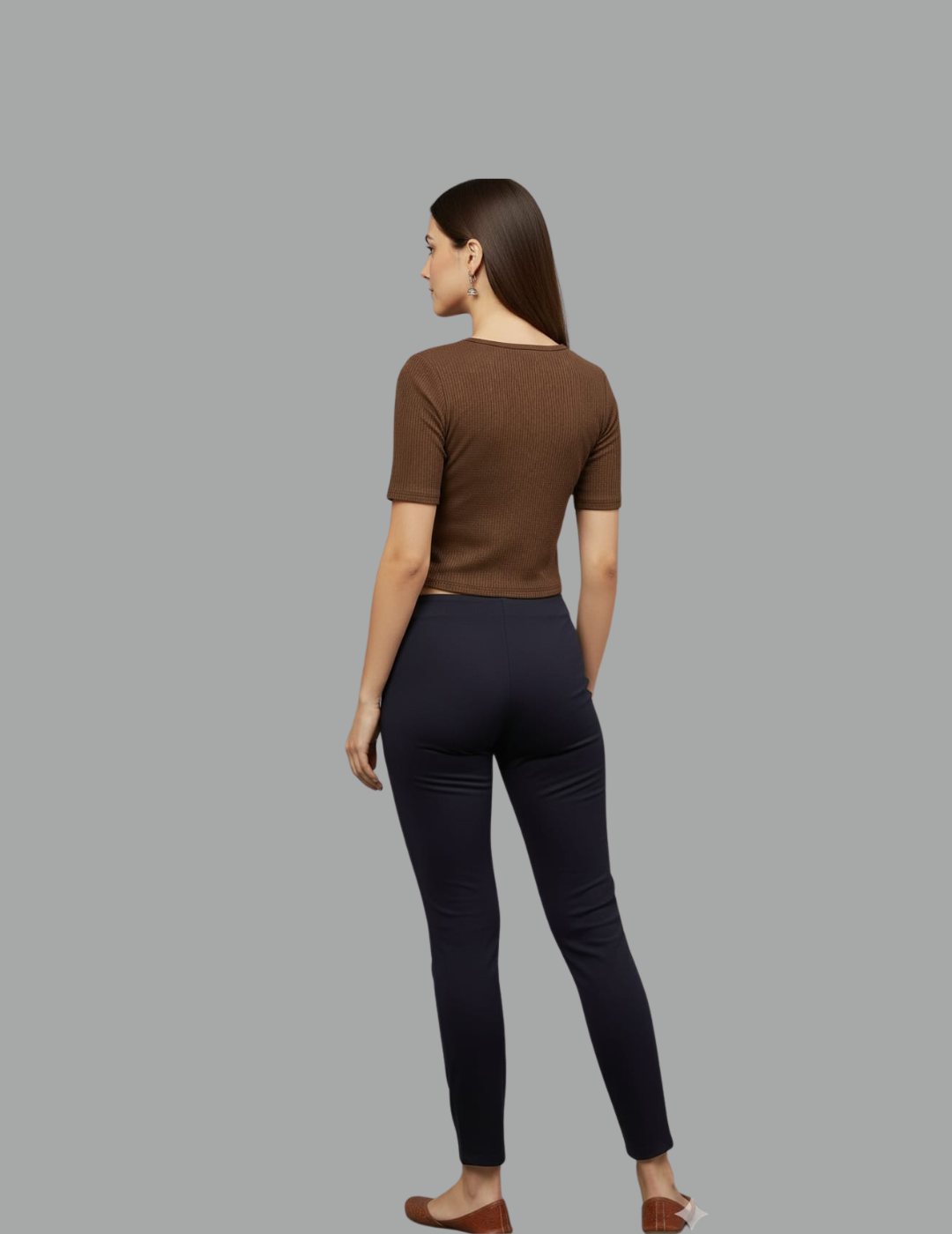 Dark Brown Fukuro Crop Top for Women