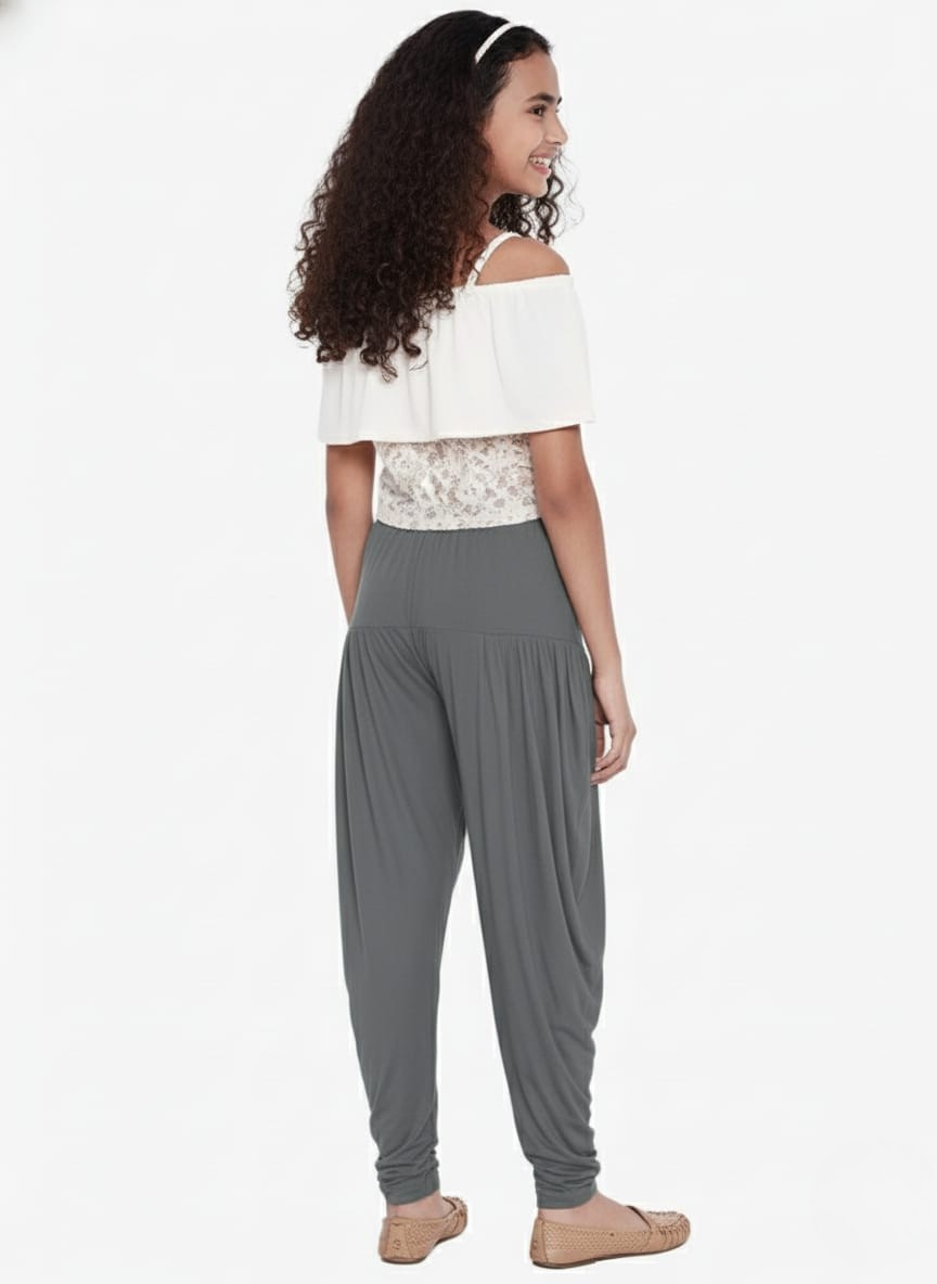 Grey Viscose Dhoti Pants