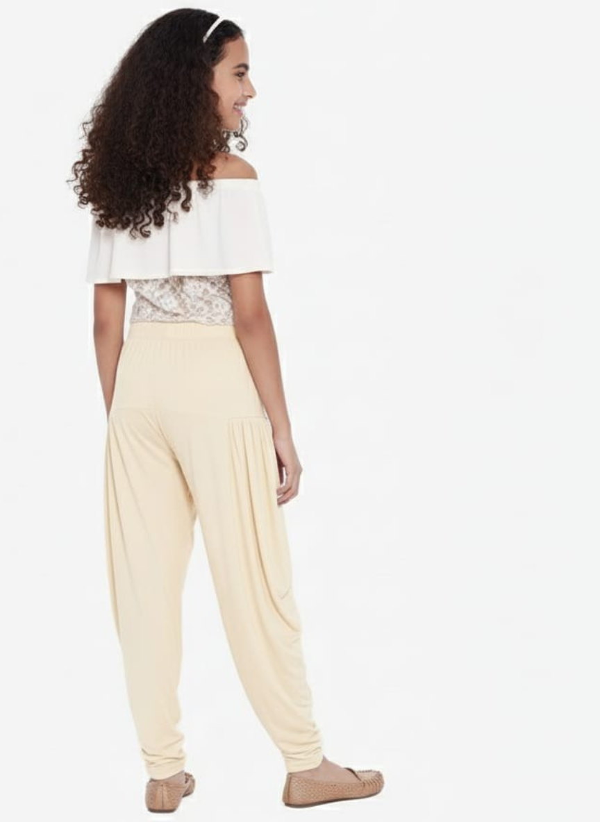 Cream Viscose Dhoti Pants 36