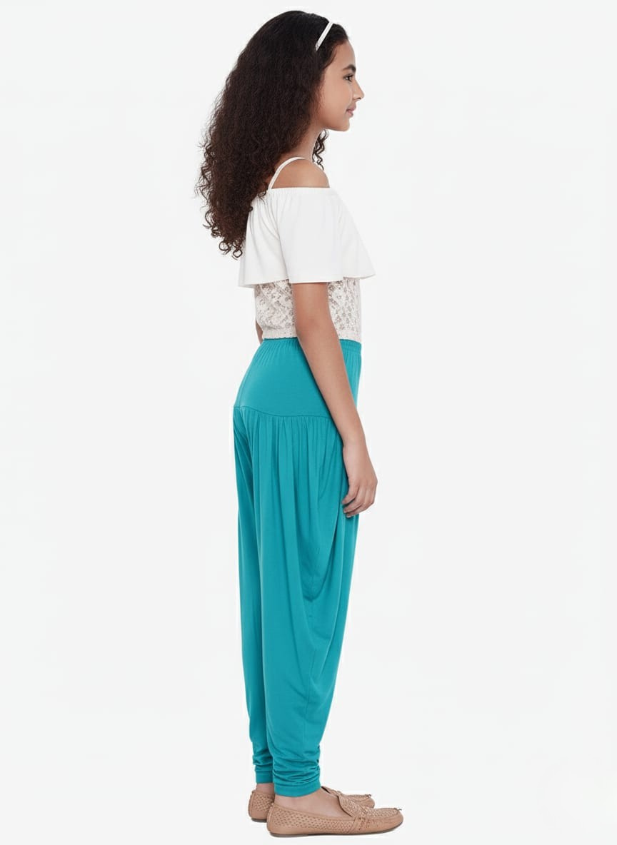 Turquoise Viscose Dhoti Pants