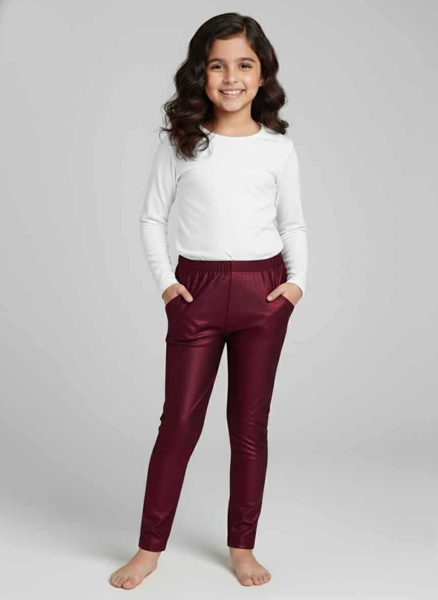 Maroon Metallic Leggings