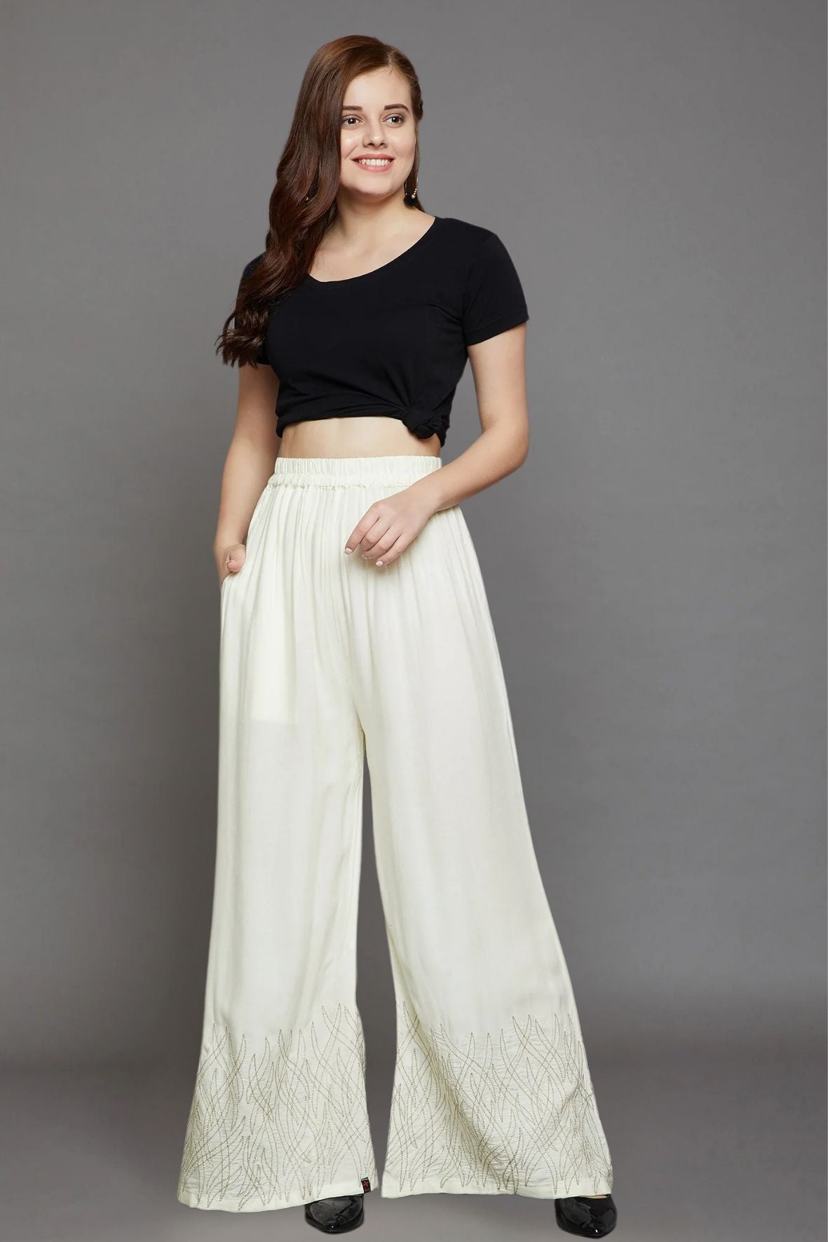 Jet Black Embroidery Palazzo