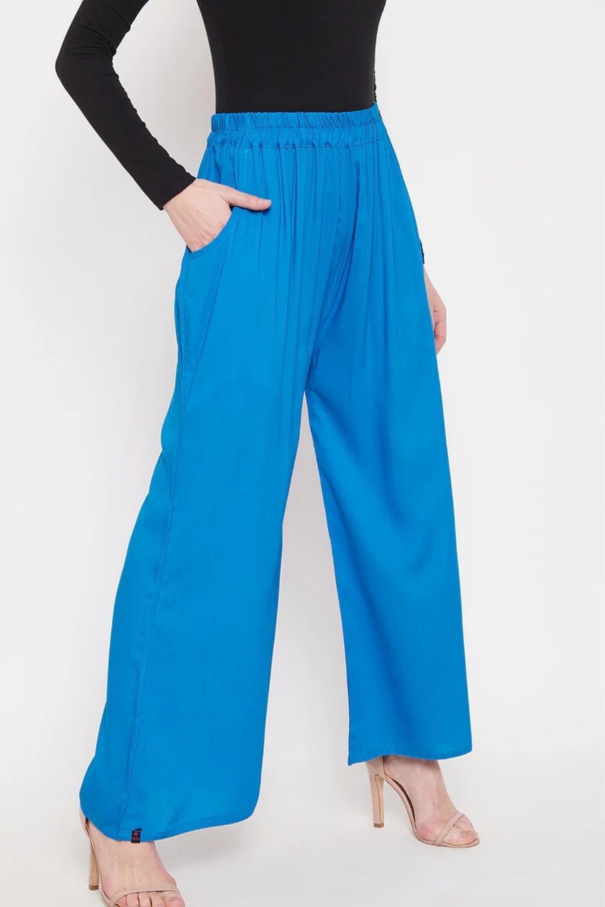 Black Plain Rayon Palazzo