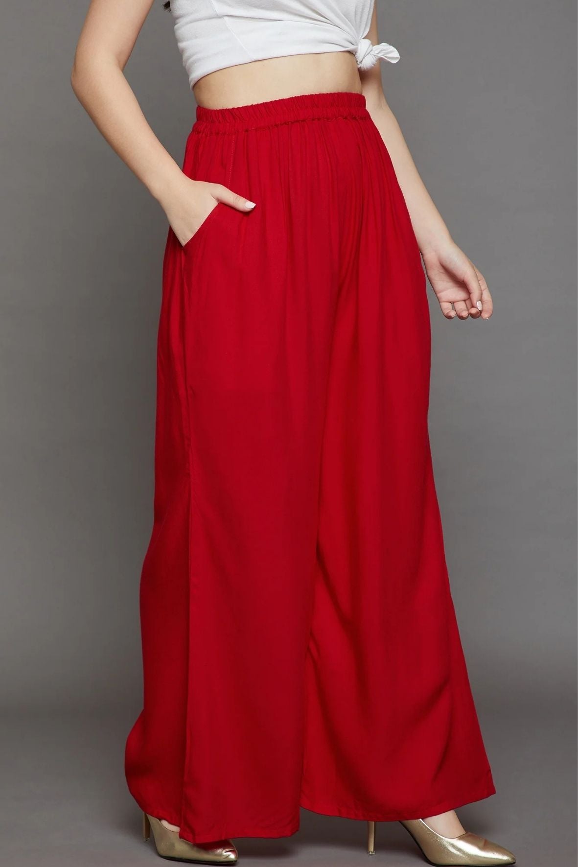 Black Plain Rayon Palazzo