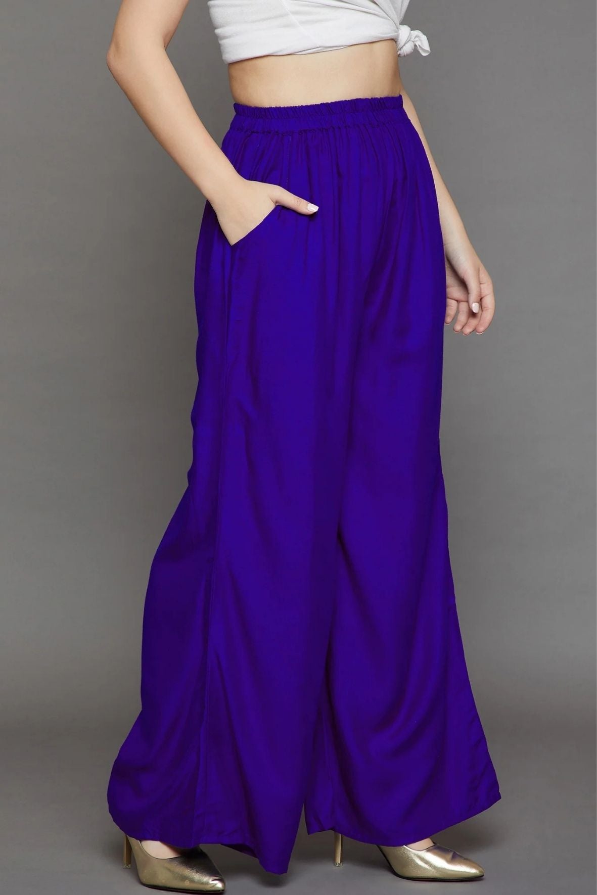 Black Plain Rayon Palazzo